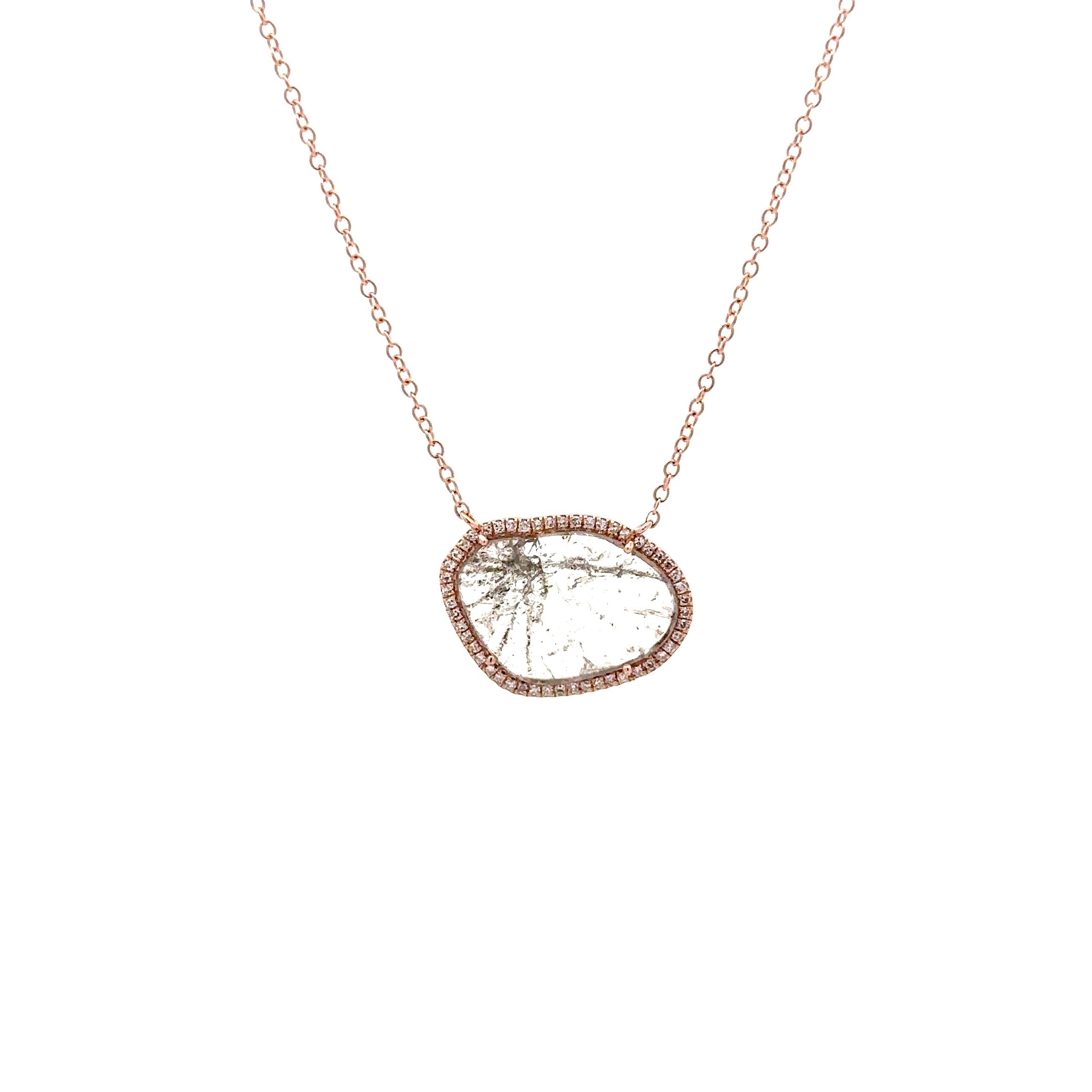 WD1221 14kt Rose Gold Sliced Diamond Necklace