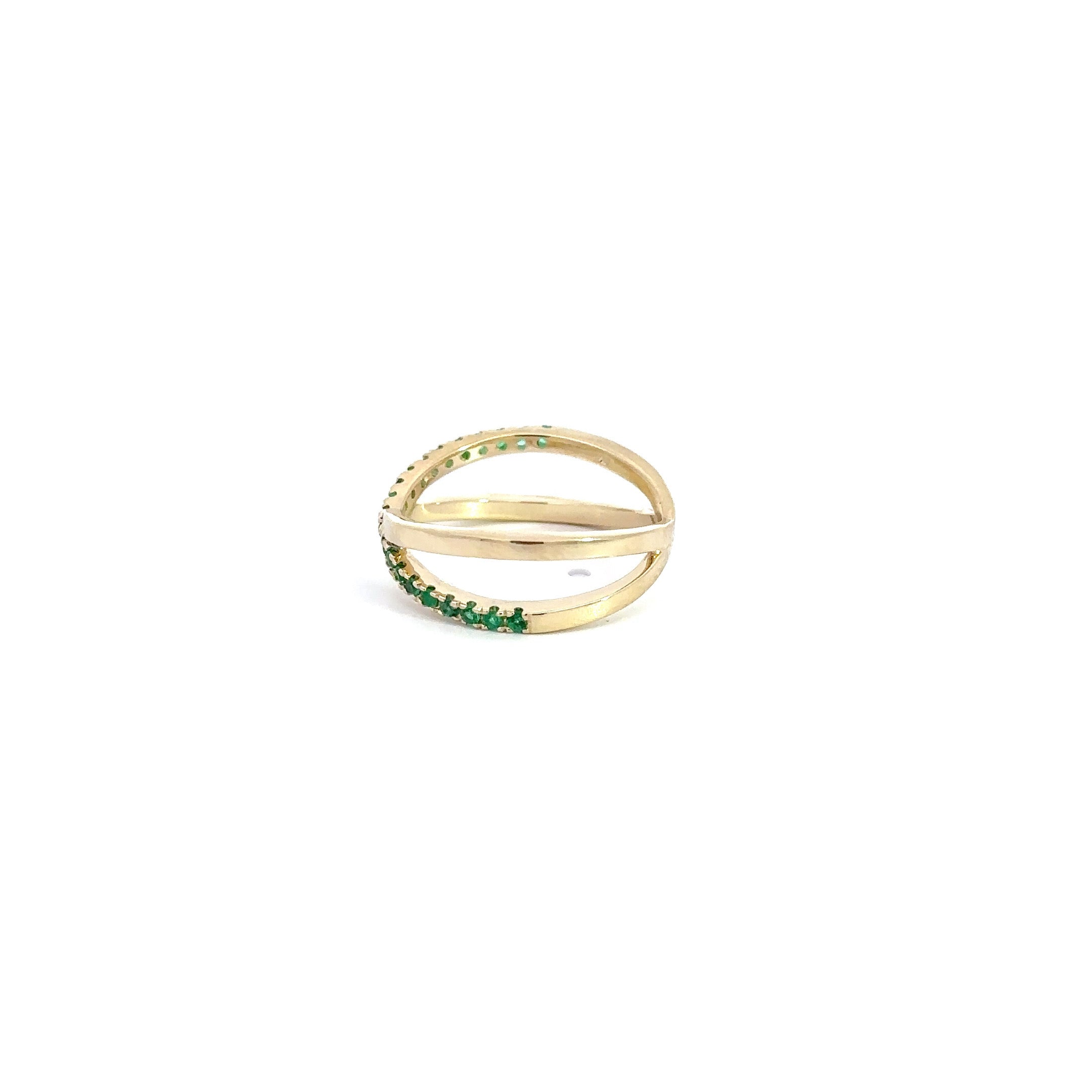 WD1196 14kt Gold Emerald Kiss Ring