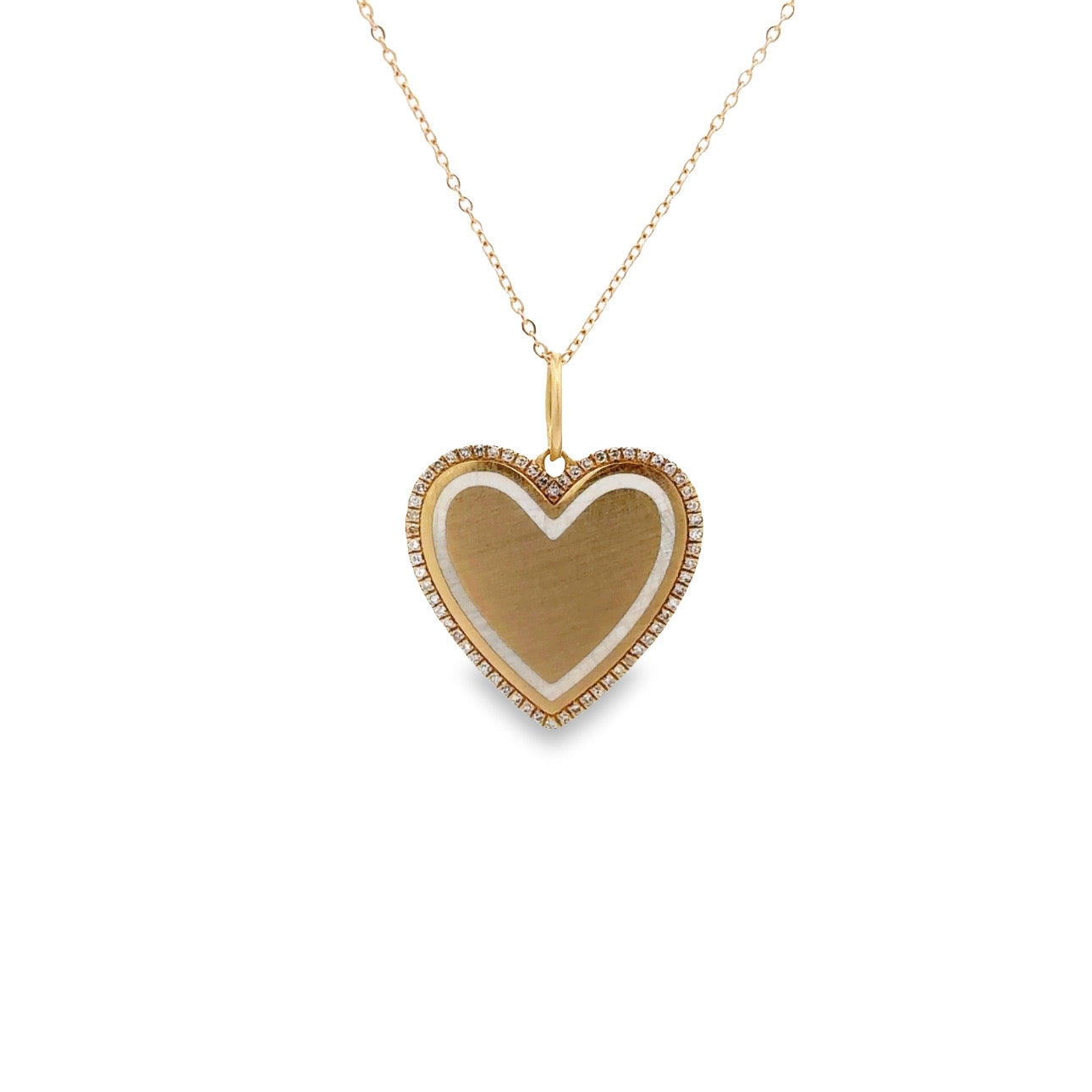 WD944 14kt gold White enamel Heart Necklace