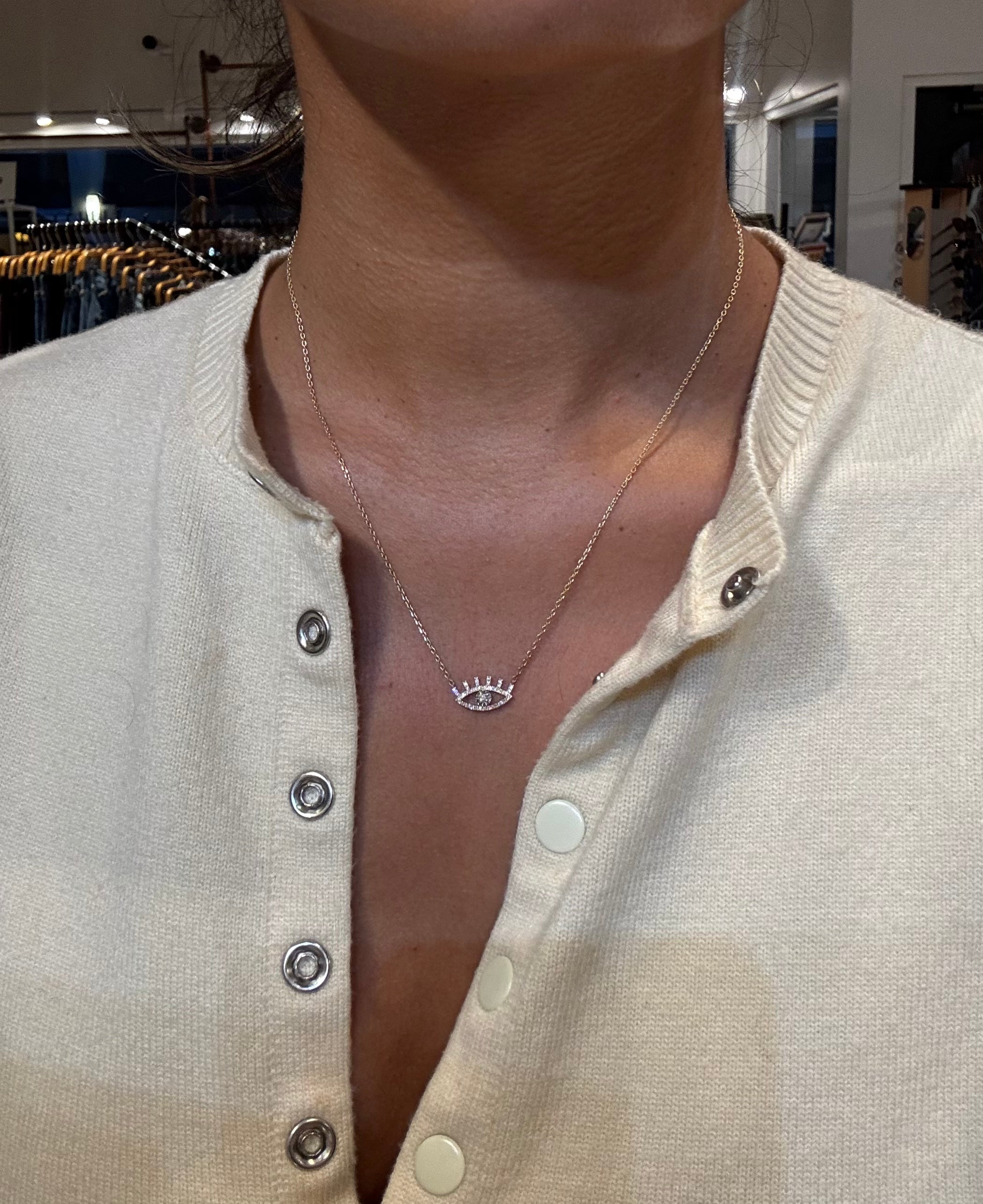 WD1822 14kt Gold Diamond Evil Eye