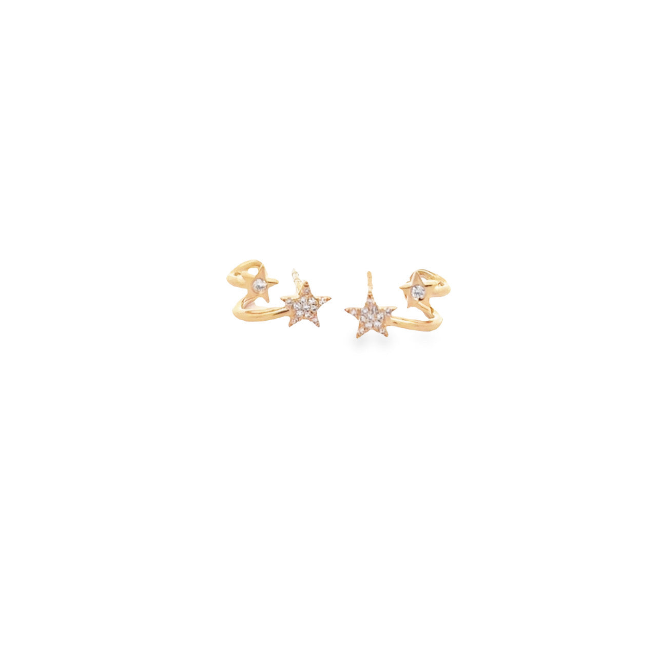 WD651 14kt and Diamond Double Star Cuff Earrings