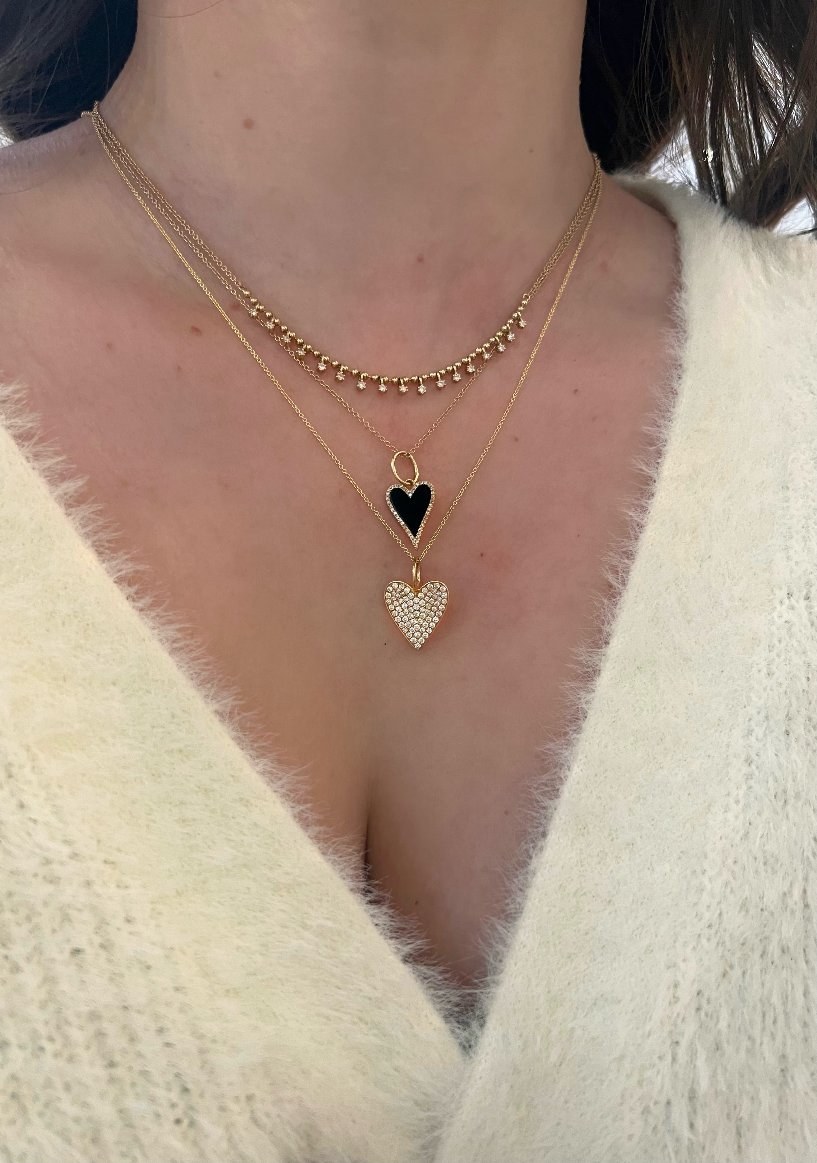 WD1288 14kt Gold Heart Shape Onyx with Diamond Halo Pendant