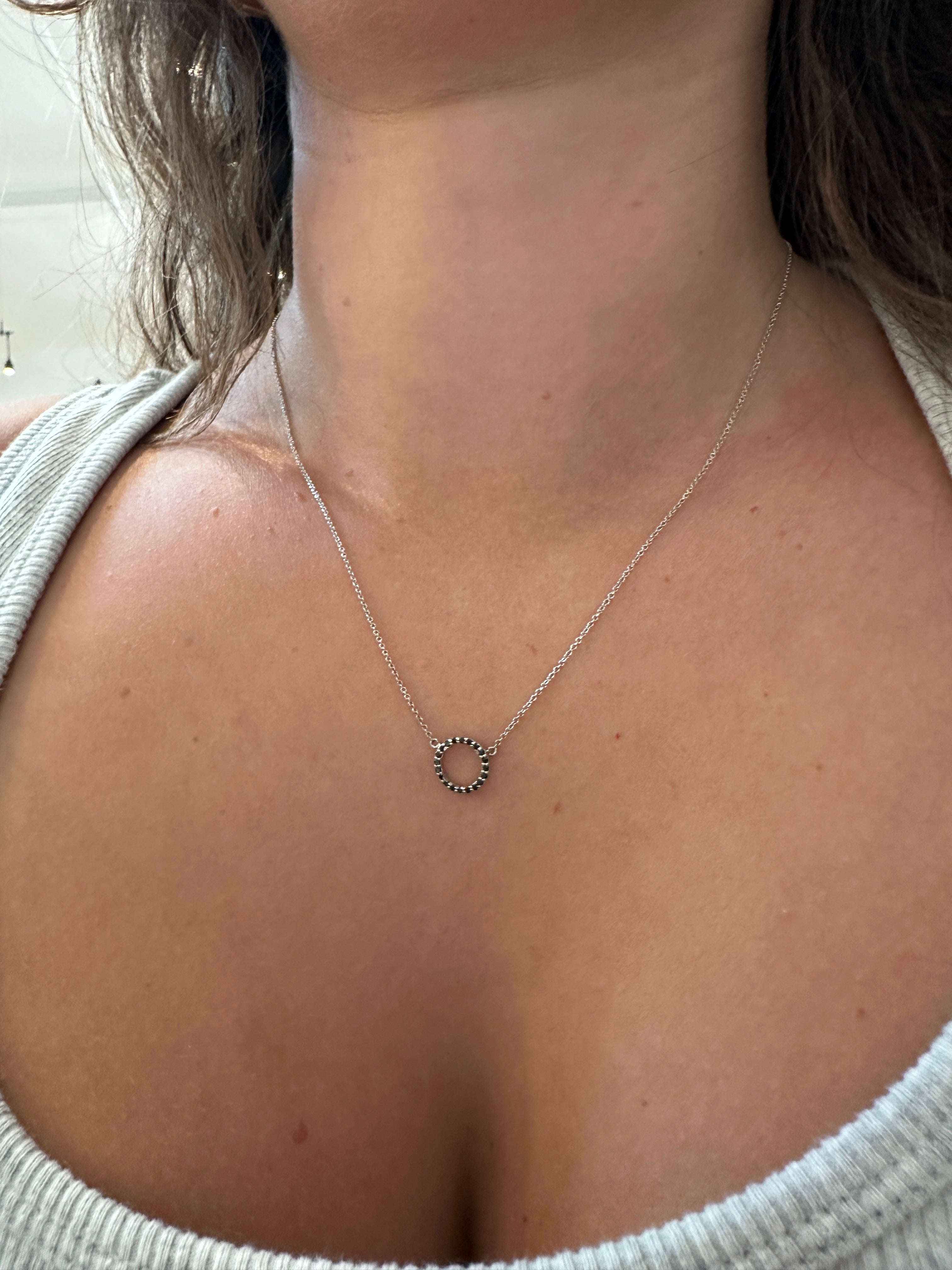 WD1674 14kt Gold Circle with Pave Black Diamonds