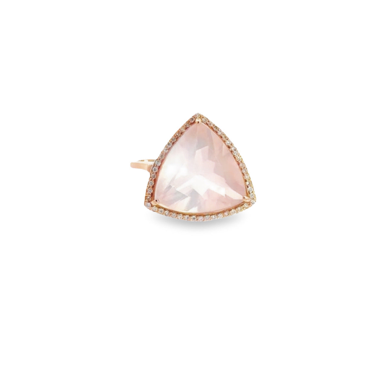 WD860 14kt Rose gold cushion Trill with diamond halo
