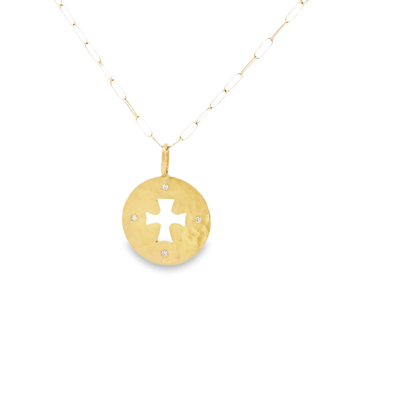 WD287 - Coin Cut Out Cross Necklace