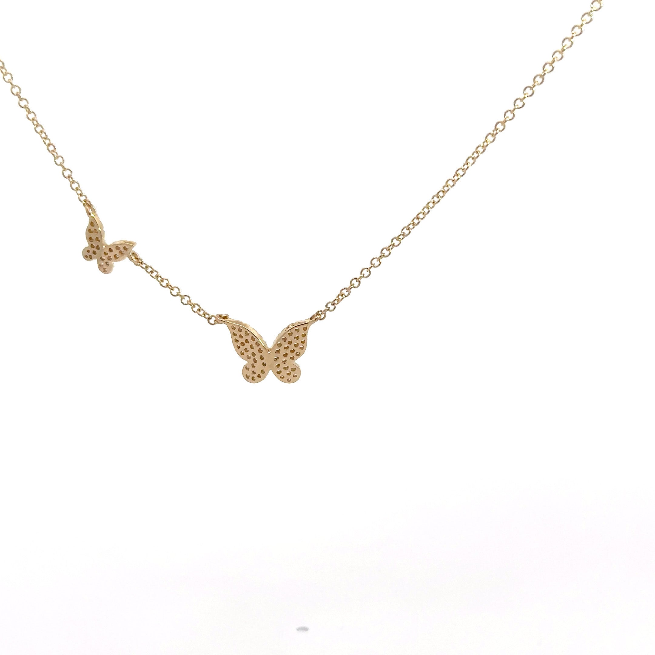 Wd1102 14kt Double diamond Butterfly Necklace