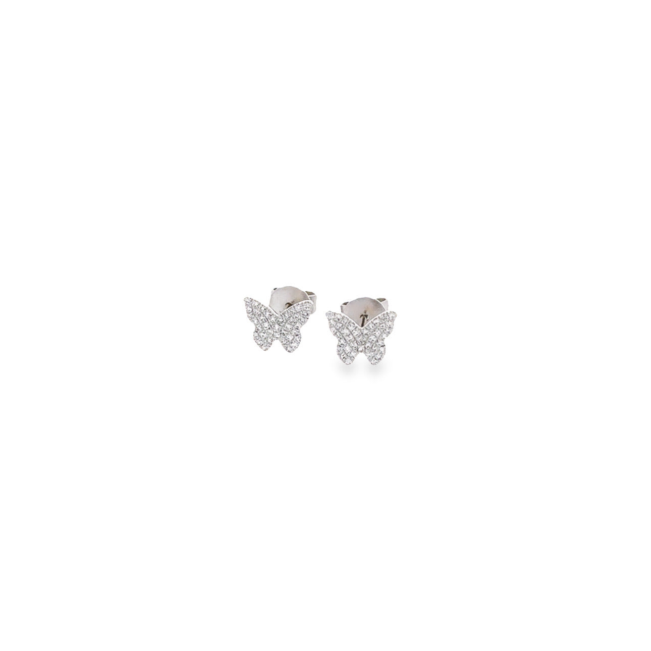 WD1206 14kt Pave Diamond Butterfly Stud Earrings