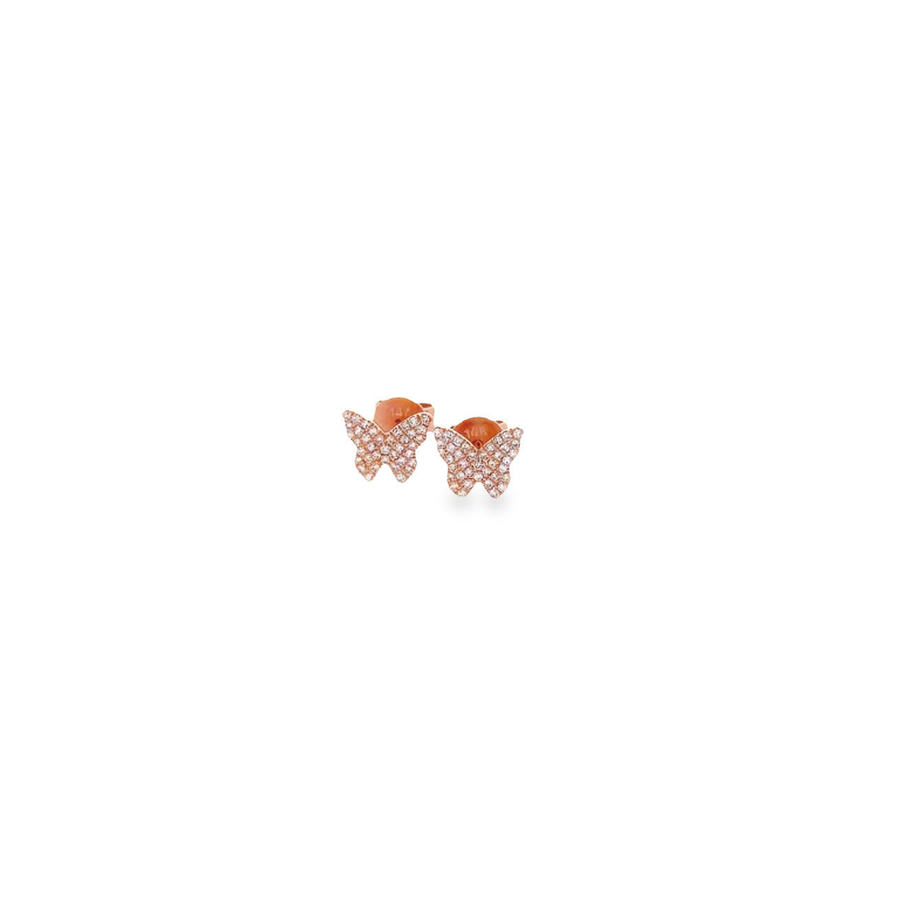 WD1206 14kt Pave Diamond Butterfly Stud Earrings