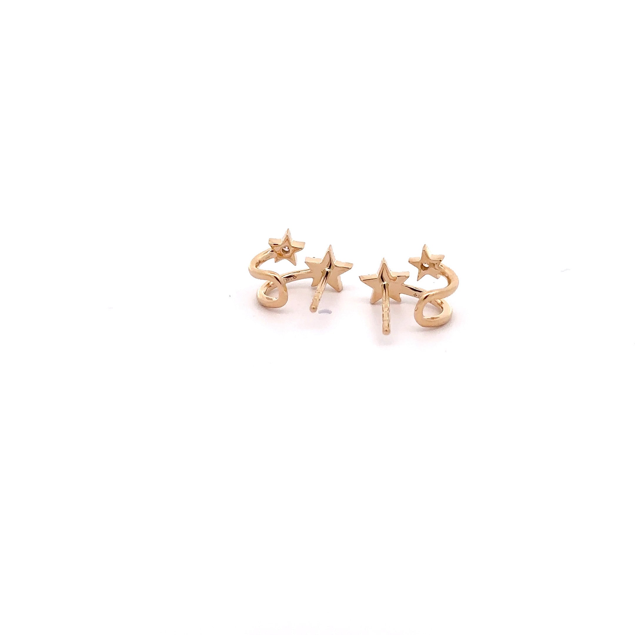WD651 14kt and Diamond Double Star Cuff Earrings