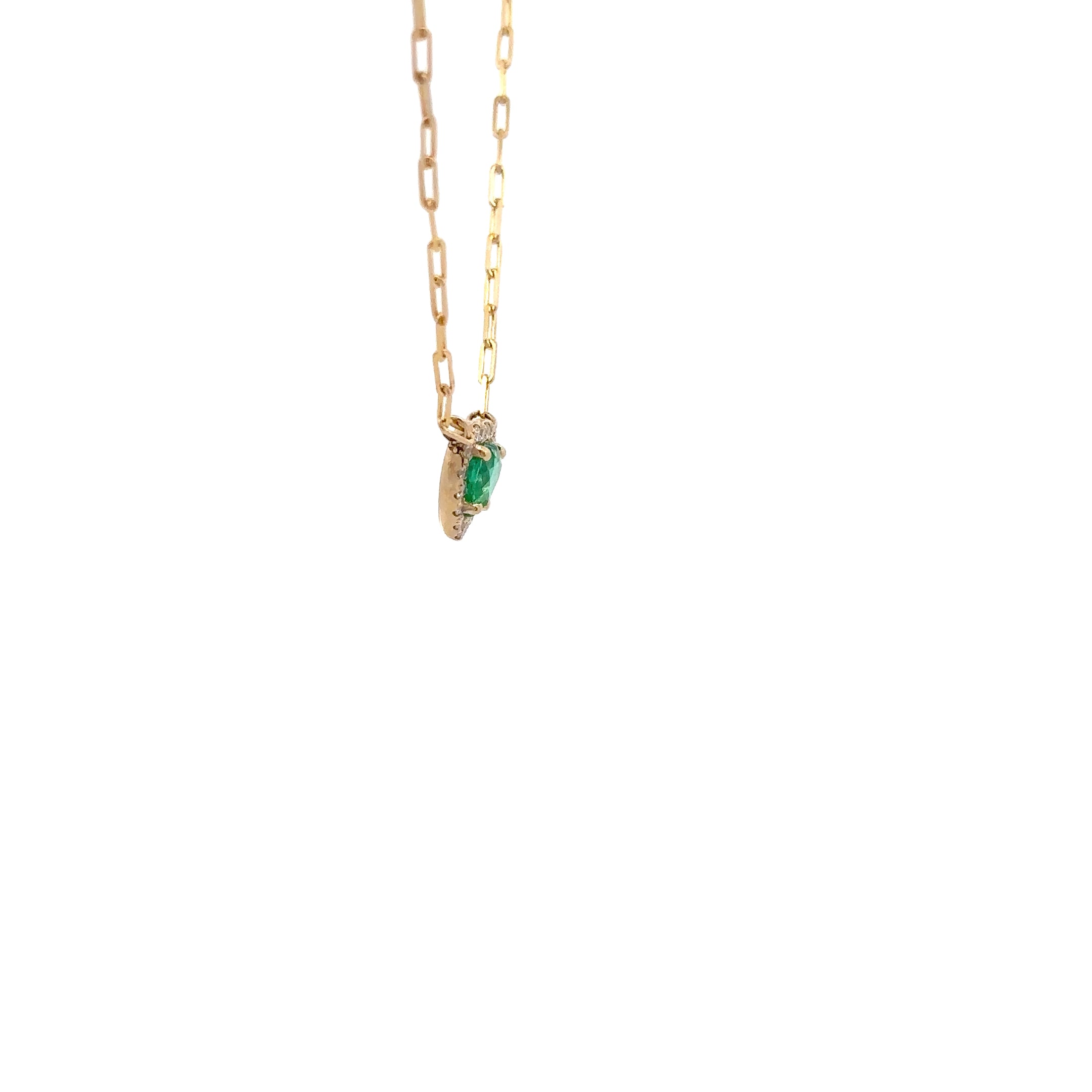 WD1325 14kt Gold Heart Shaped Emerald with Diamond Halo