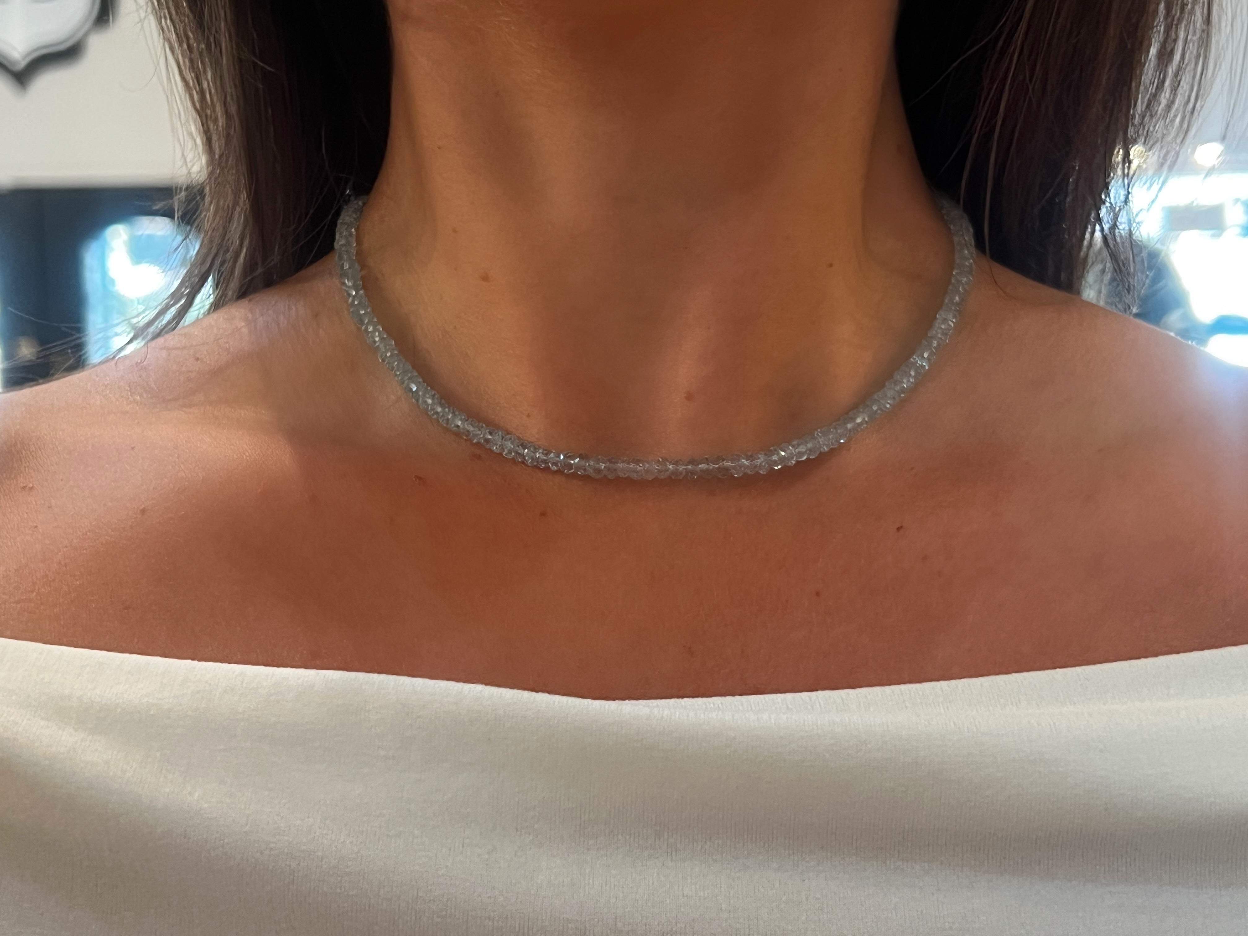WD1926 Faceted  Blue Topaz Necklace — 14K Yellow Gold