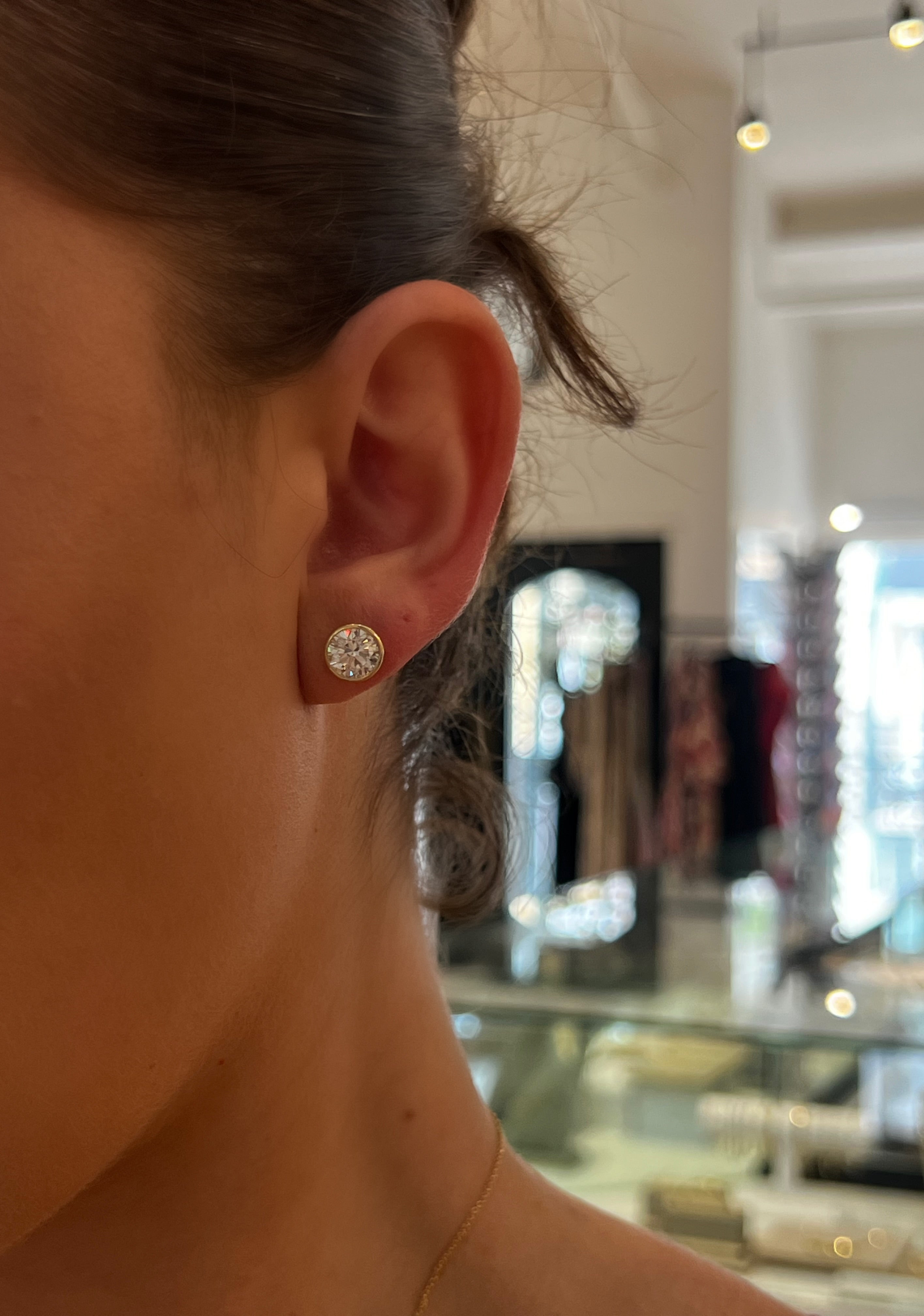 WD1954 14K Gold Lab Grown Diamond Bezel/Martini Studs