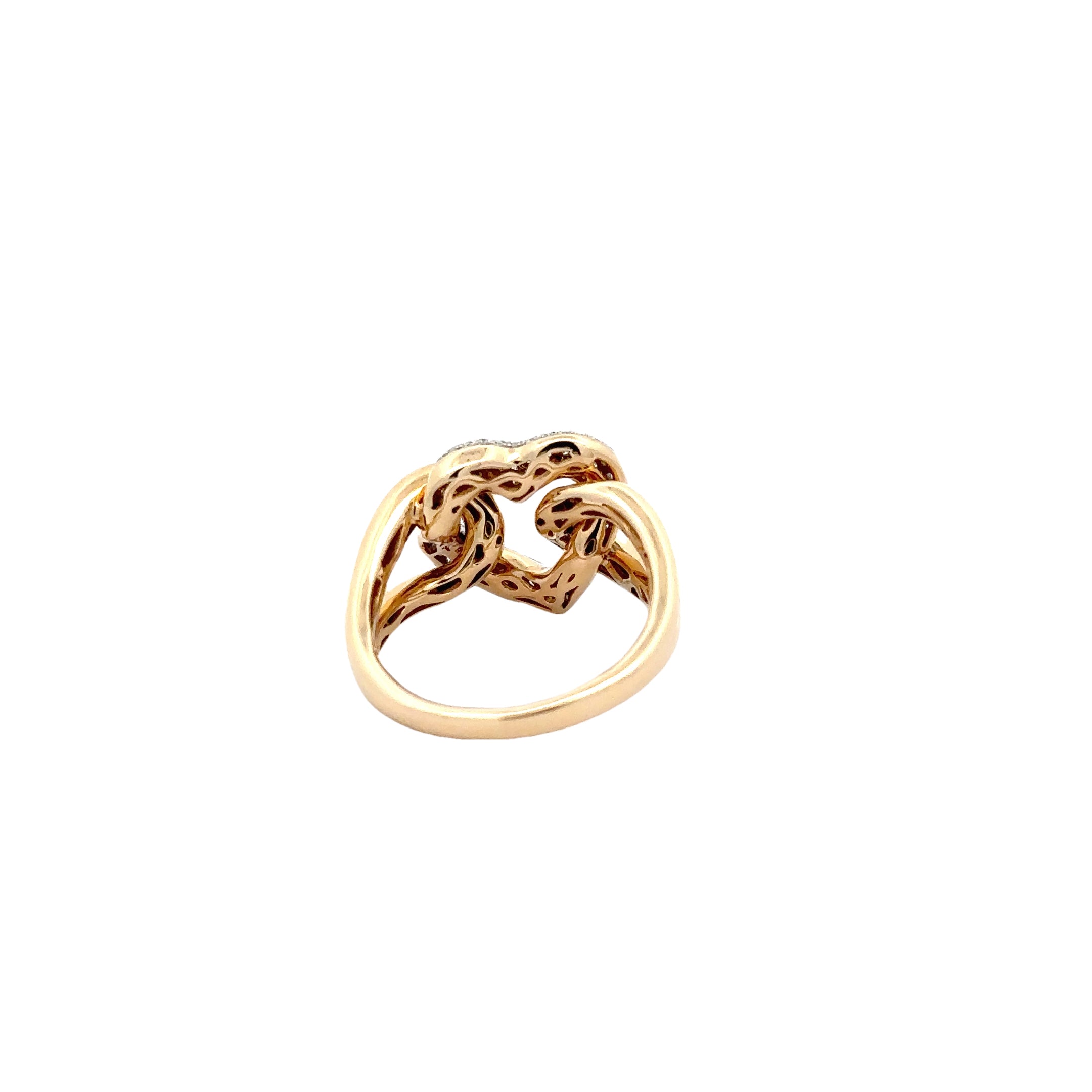 WD1729 14kt Love Knot Heart Ring With White Pave Diamond Detail