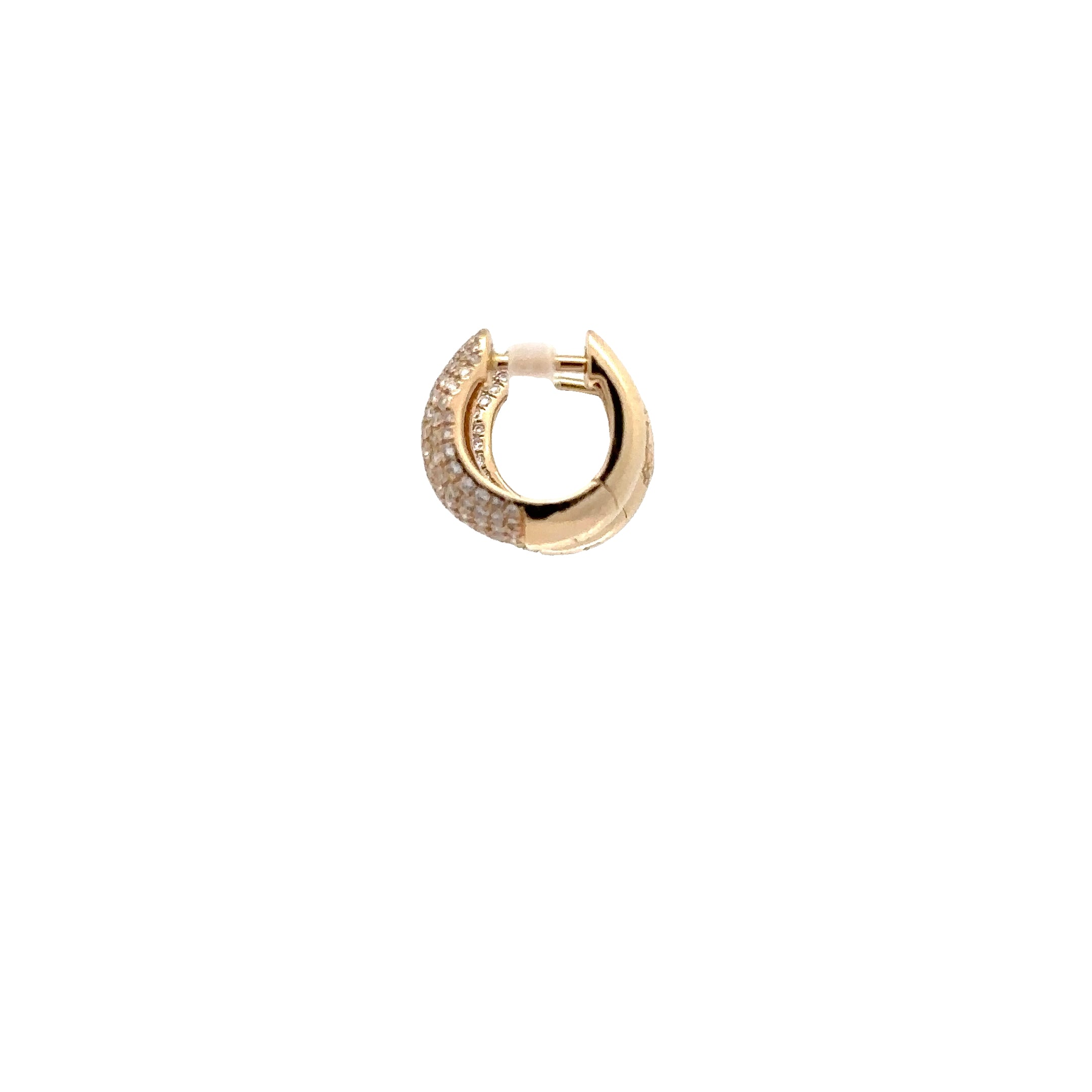 WD1796 14kt Gold Tick Pave Diamond Huggie Hoop Earrings