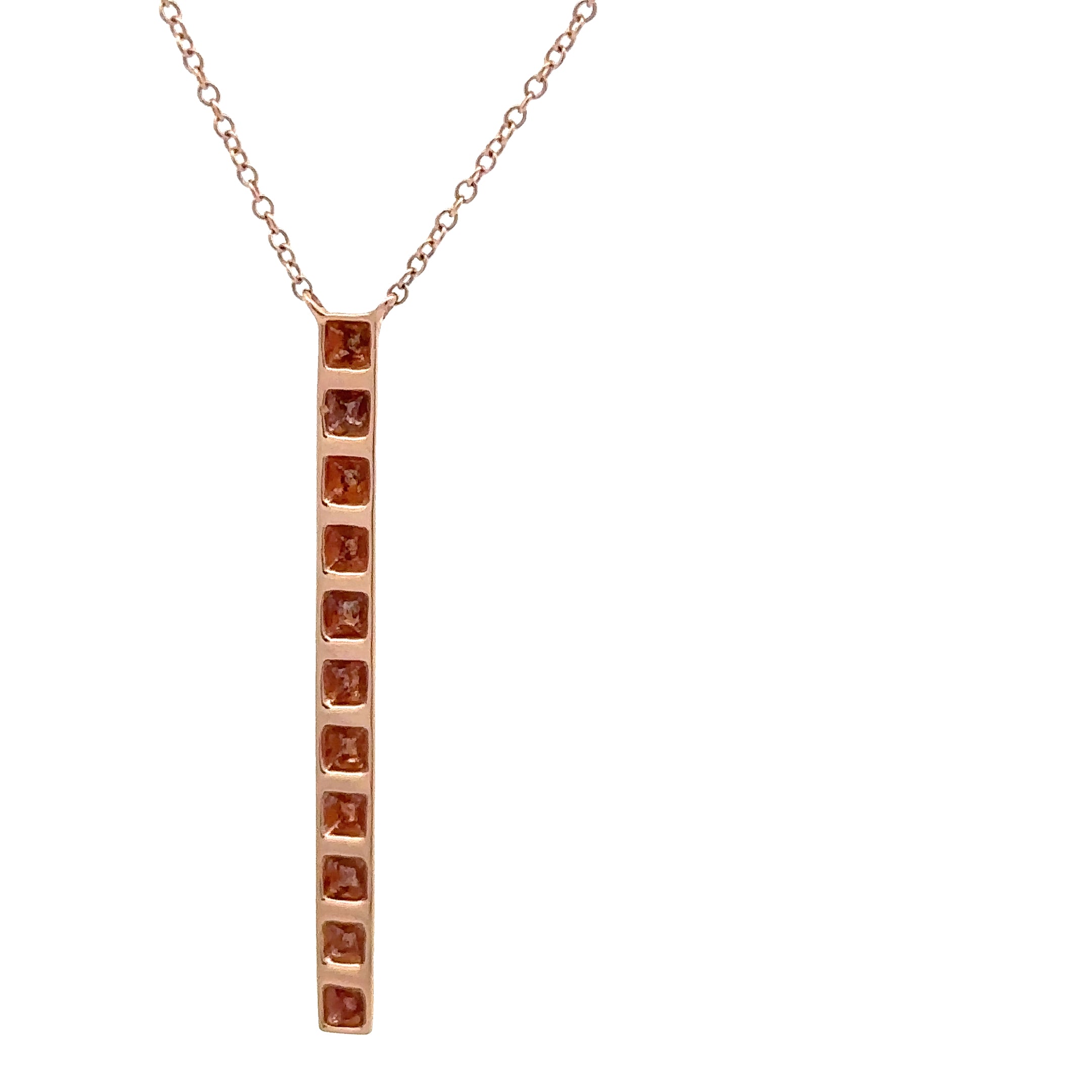 WD1801 14kt Gold Vertical Diamond Bar Necklace