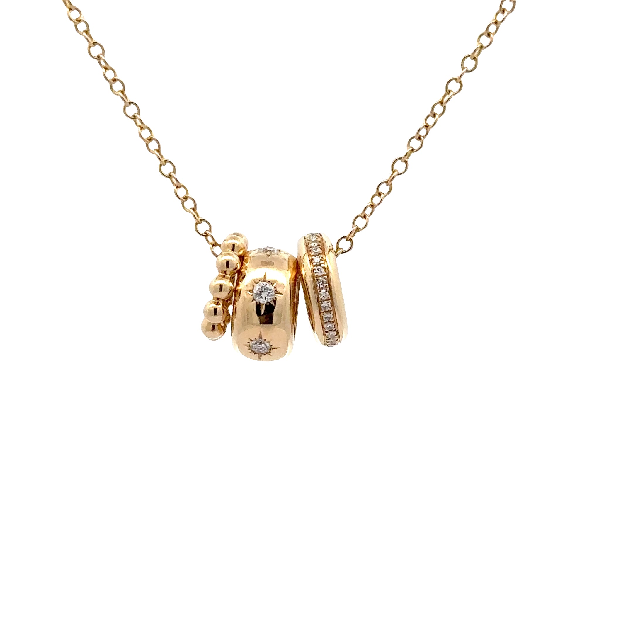 WD 1838 14kt gold 3 charm necklace