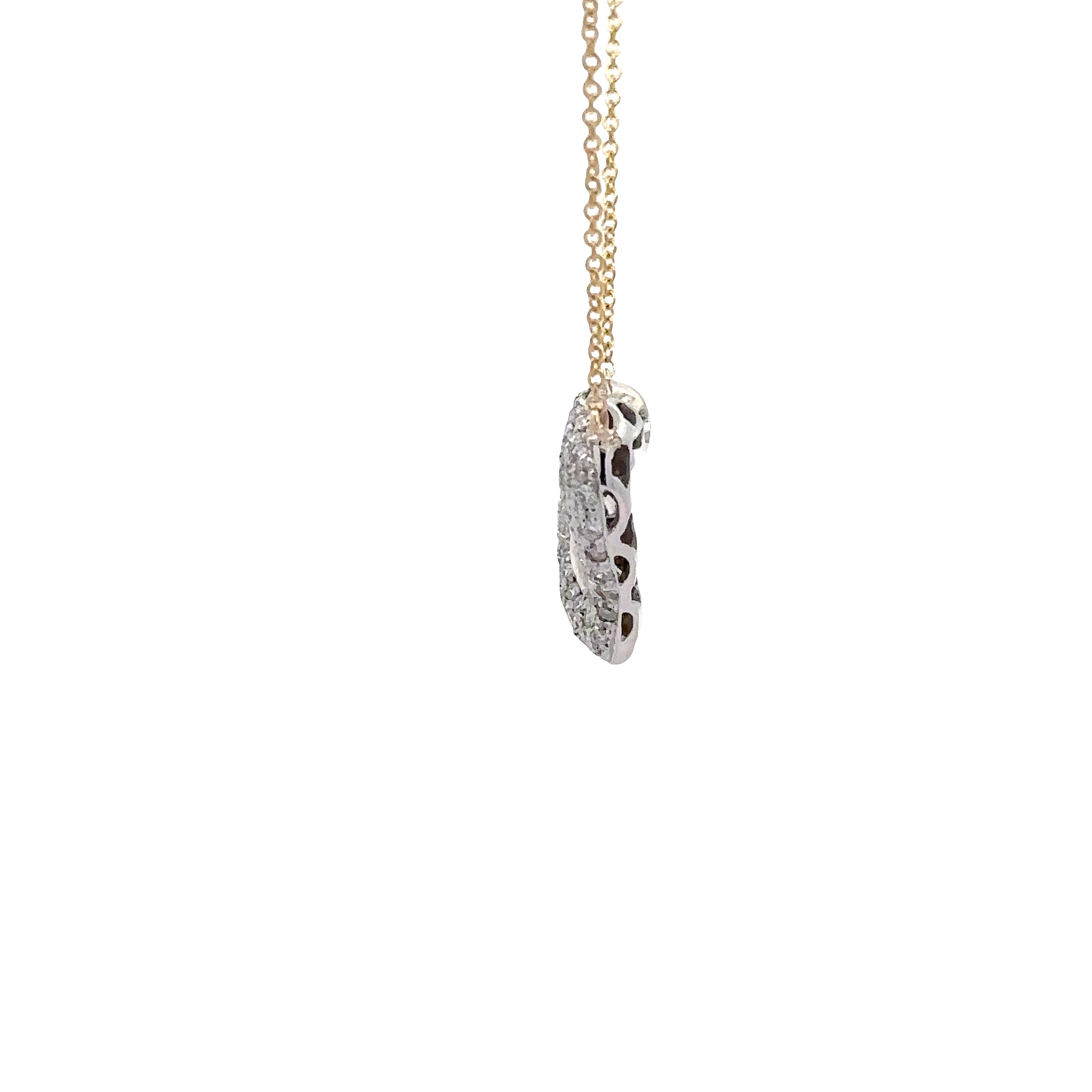 WD1841 14kt Gold Pave Diamond Open Heart Necklace