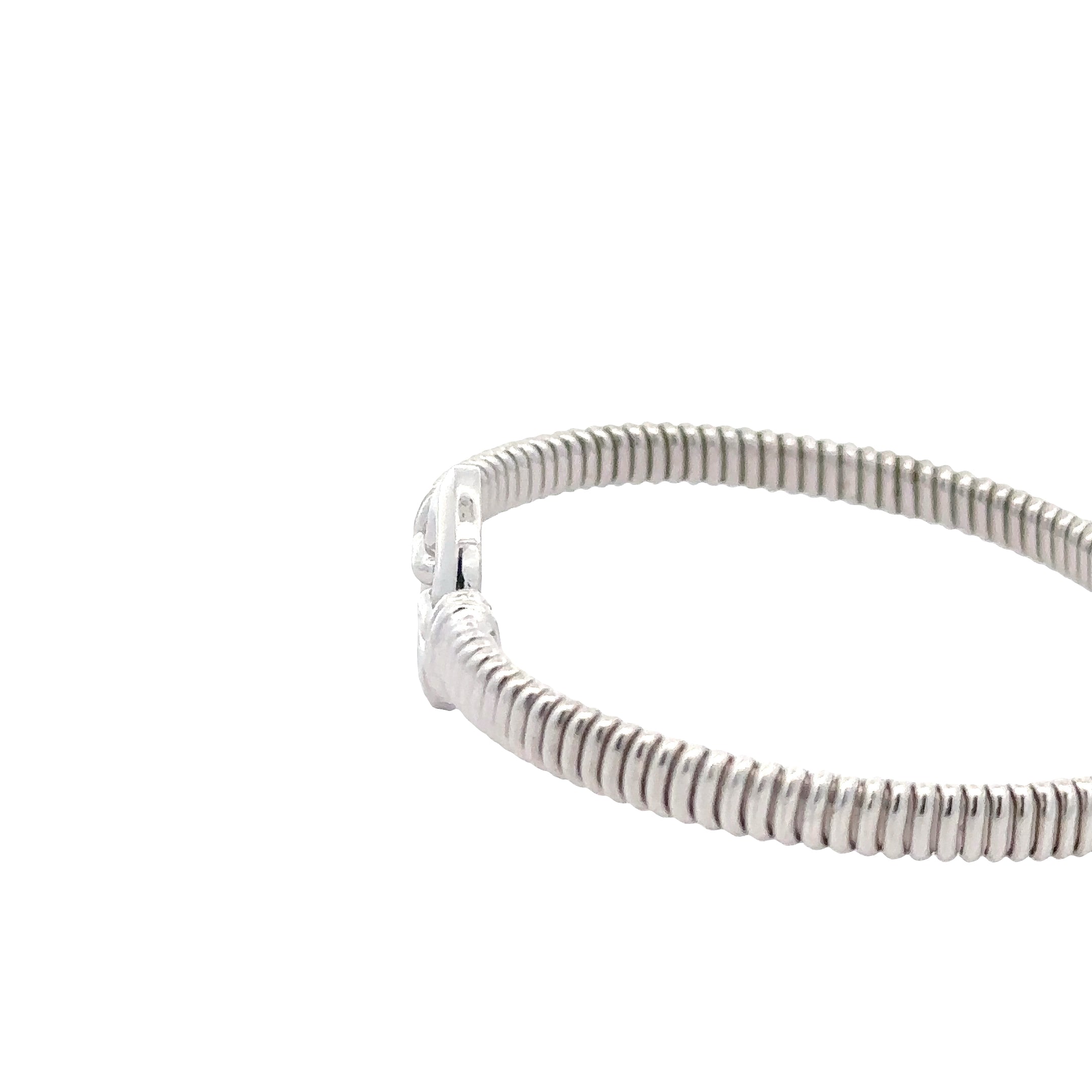 SSGAS106H Sterling Silver Rhodium Finish Flexible Italian Cuff Bracelet