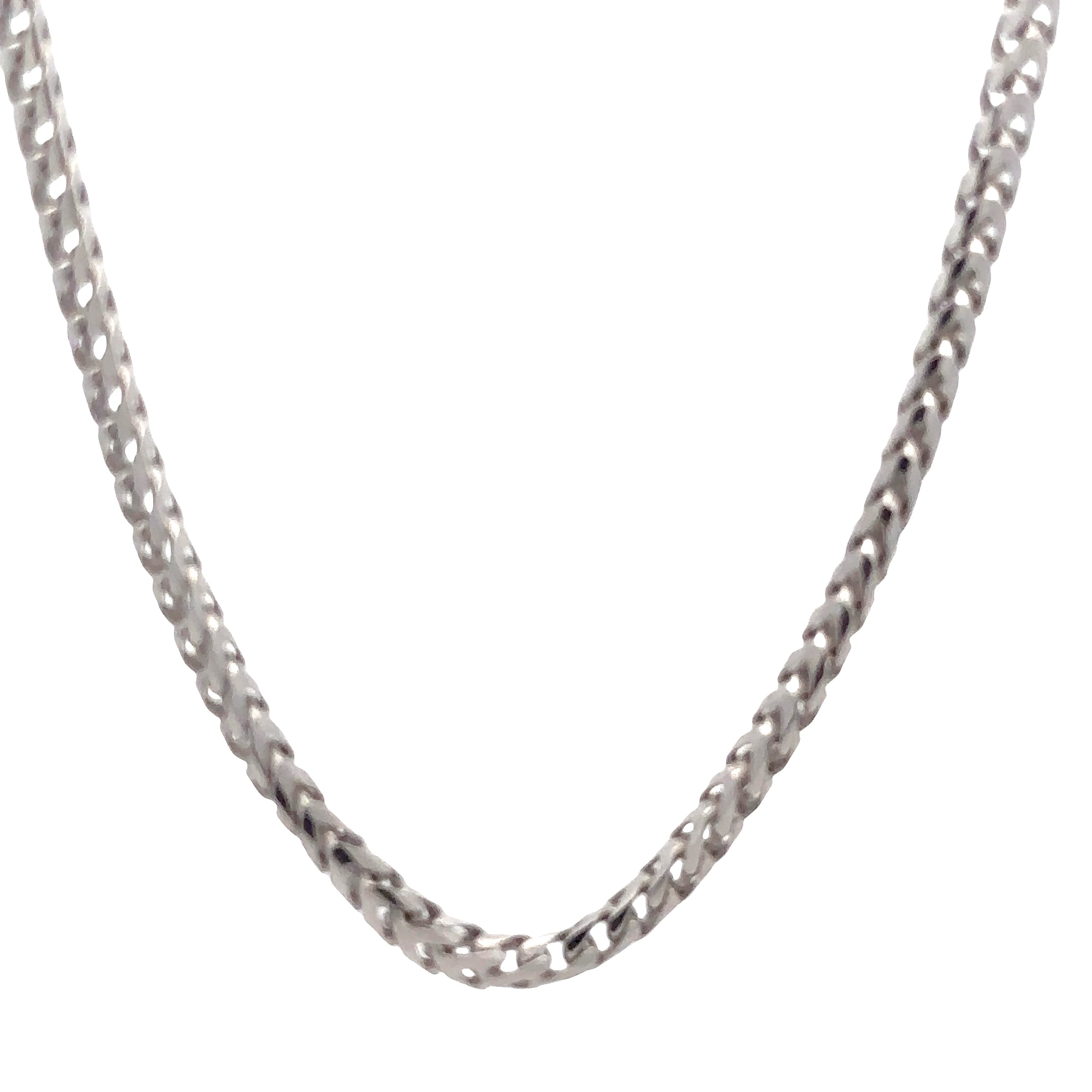 FRN300RH Italian Sterling Silver Rhodium 3MM Franco Chain