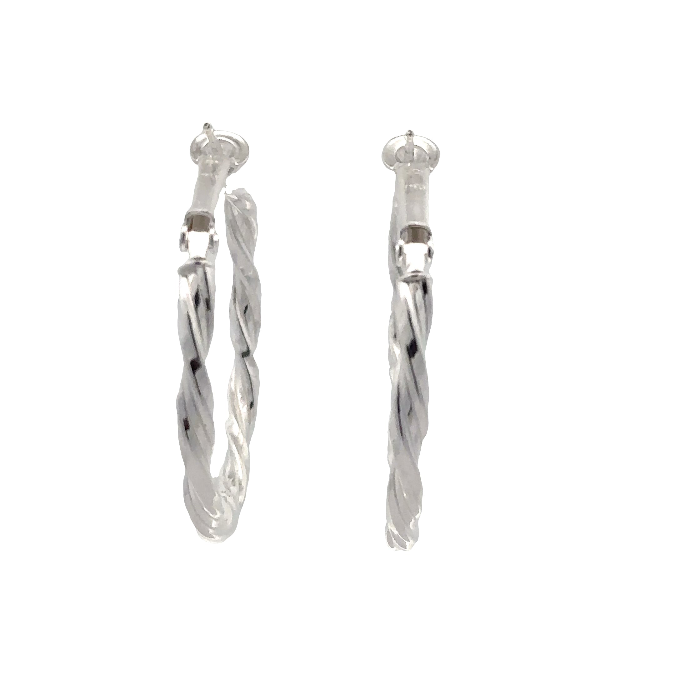 SS15-359134 Italian Sterling Silver 1 3/8" Twist Hoop