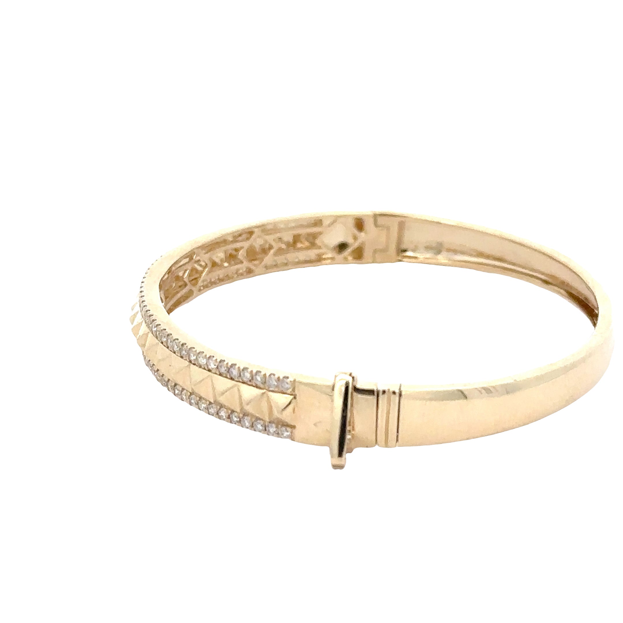 WD1879 14kt Gol Pave Diamond Open Cuff Bangle