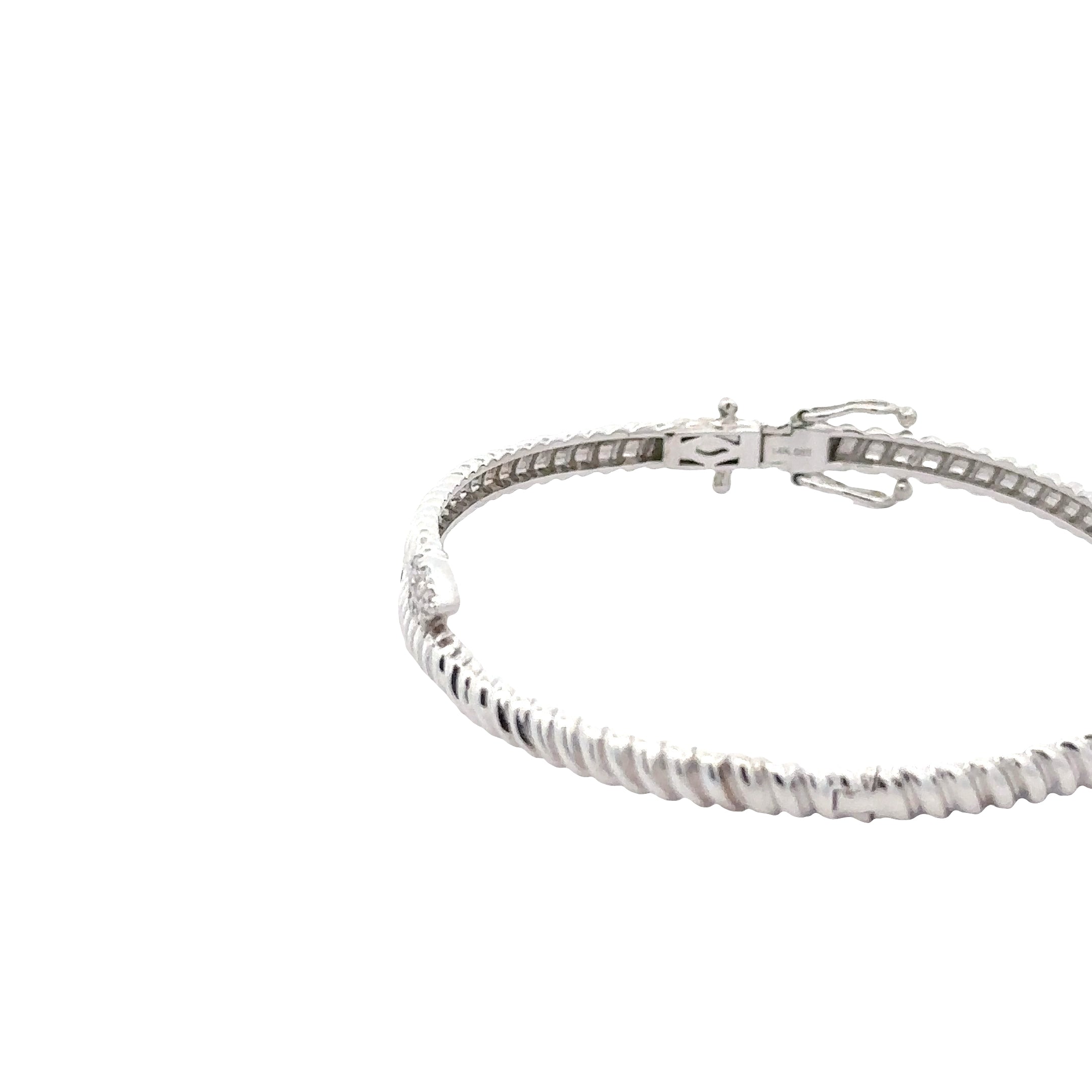 WD1882 14kt Gold Twist with Pave Diamond Open Bangle Bracelet