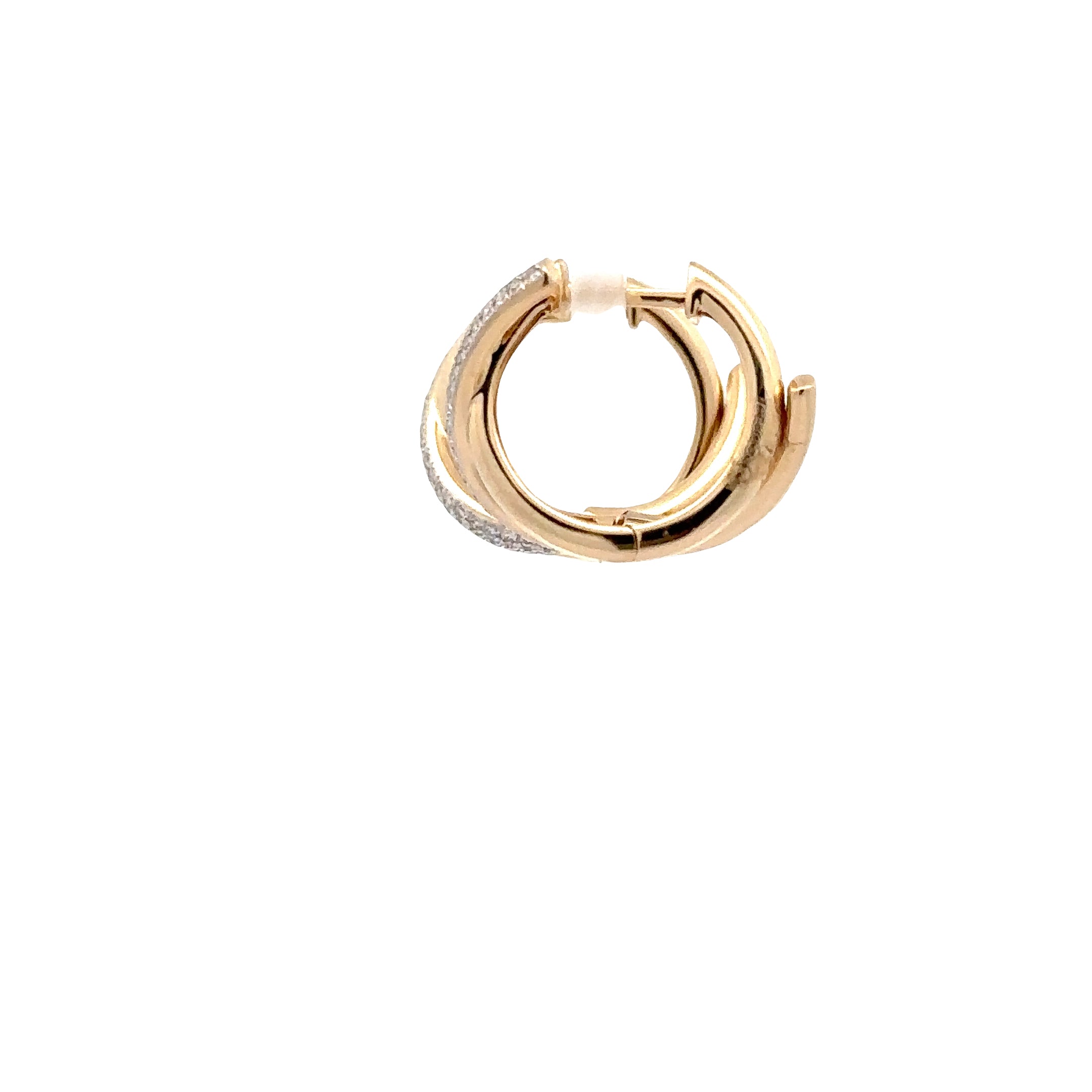 WD1887 14kt Yellow Gold Criss Cross Hoop Earring with Pave Set Diamond Detail