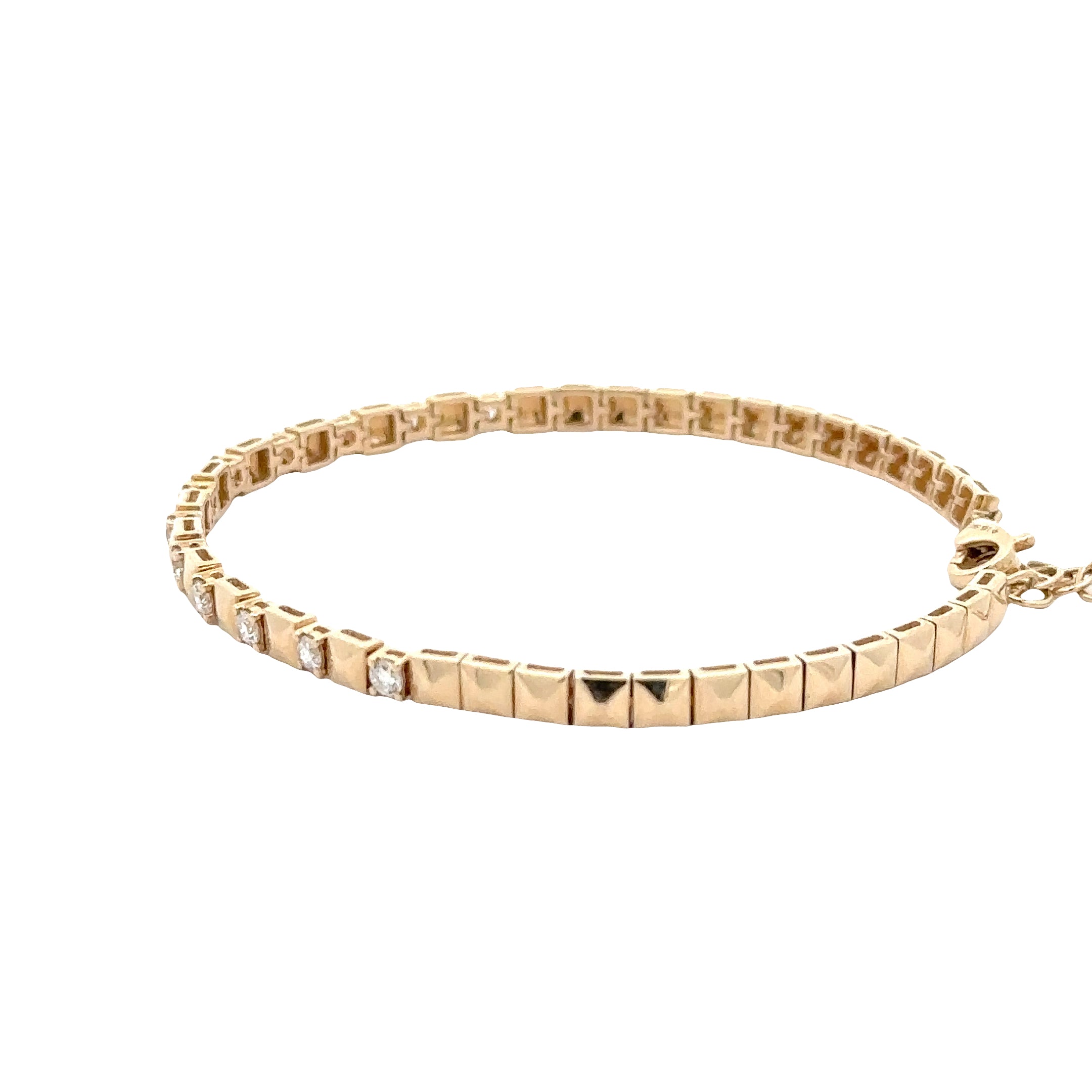 WD1894 14kt Yellow Gold Square Stud Diamond Bracelet
