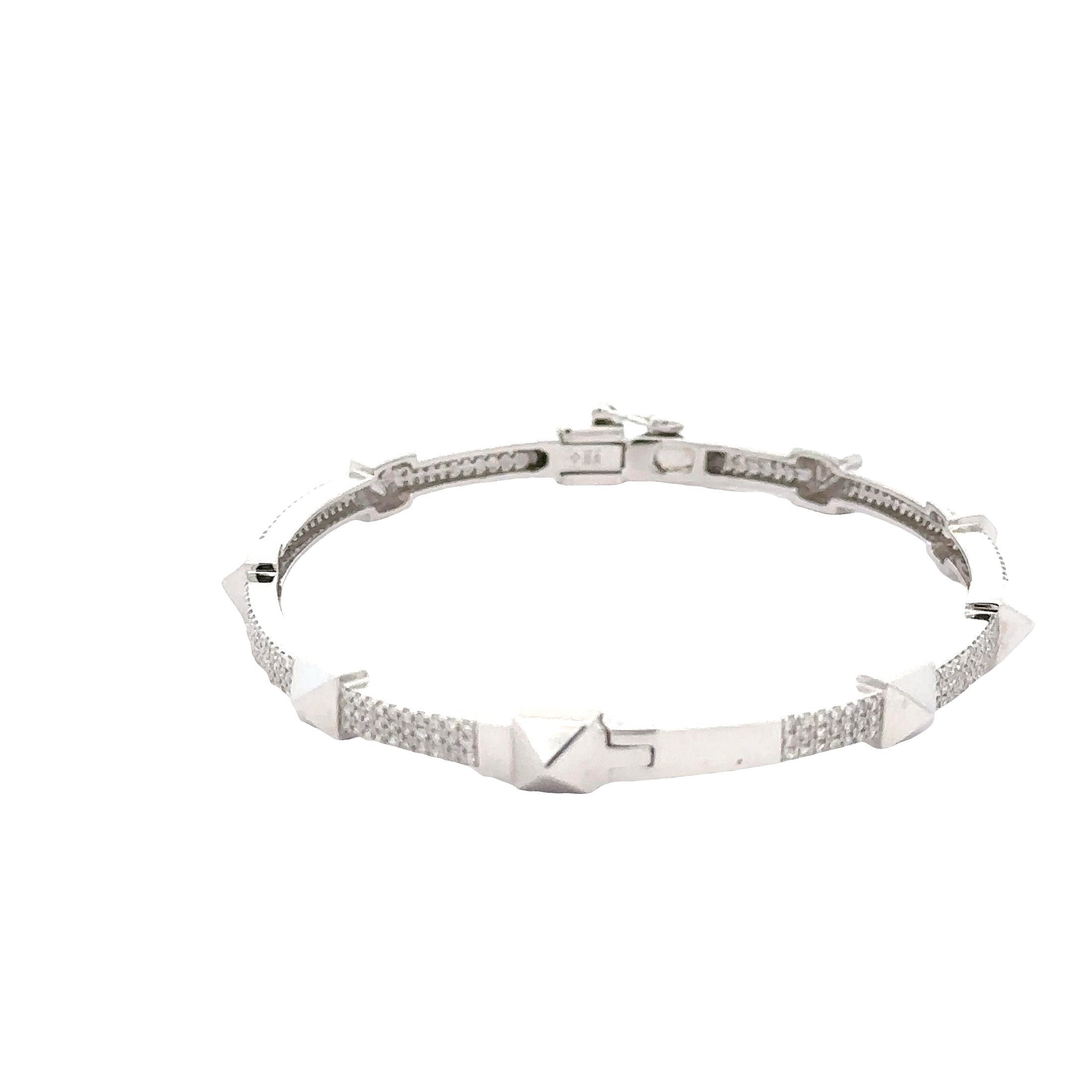 WD1895 14kt Gold Square Stud Pave Diamond Bangle