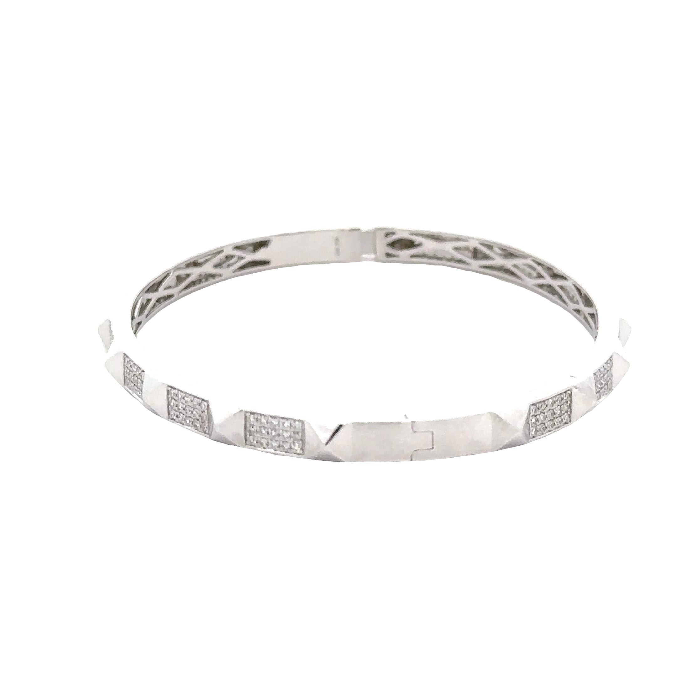 WD1898 14kt Gold Diamond Stud Bangle Cuff