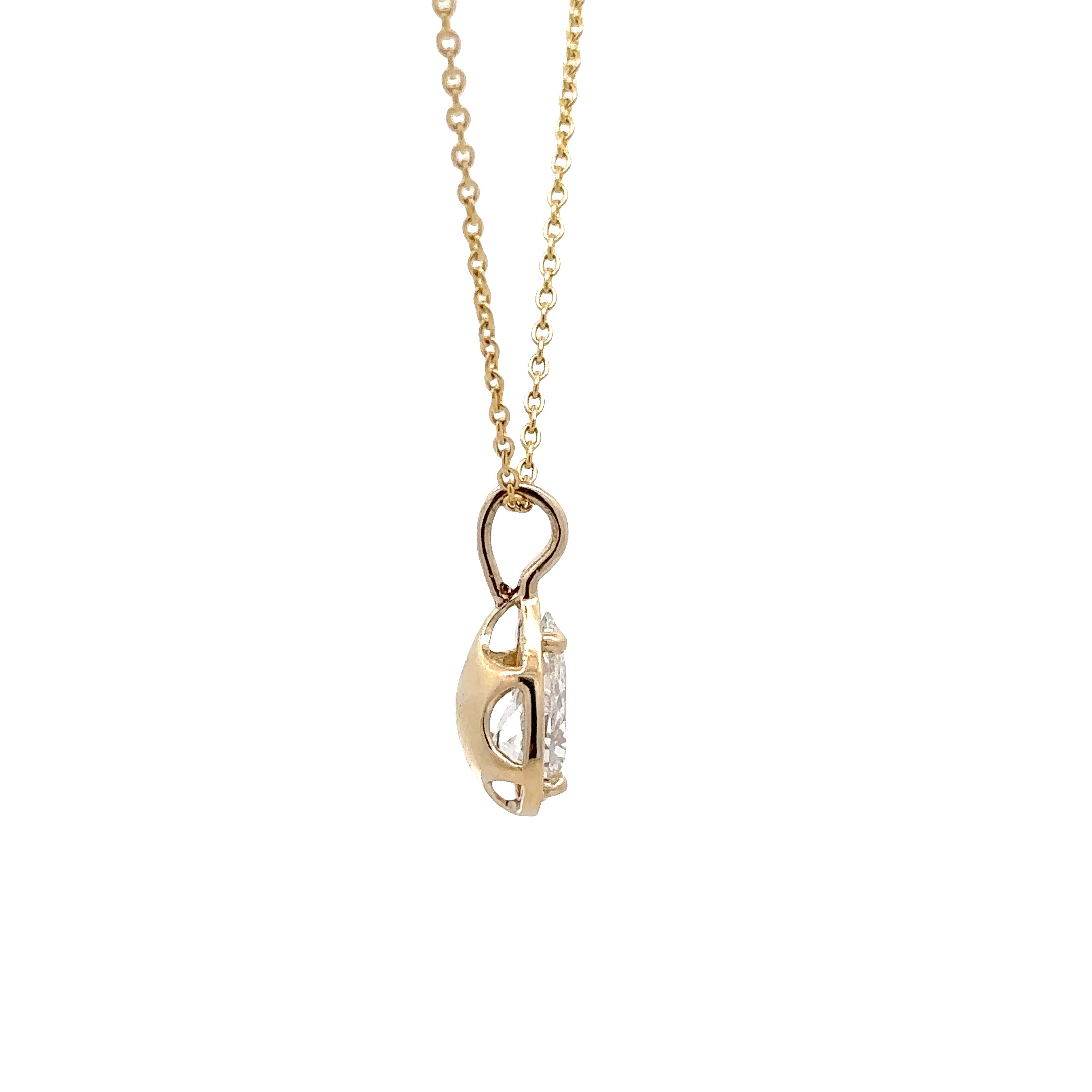 WD1906 14kt Gold Rolo Chain with Lab Grown Pear Shaped Diamond Pendant