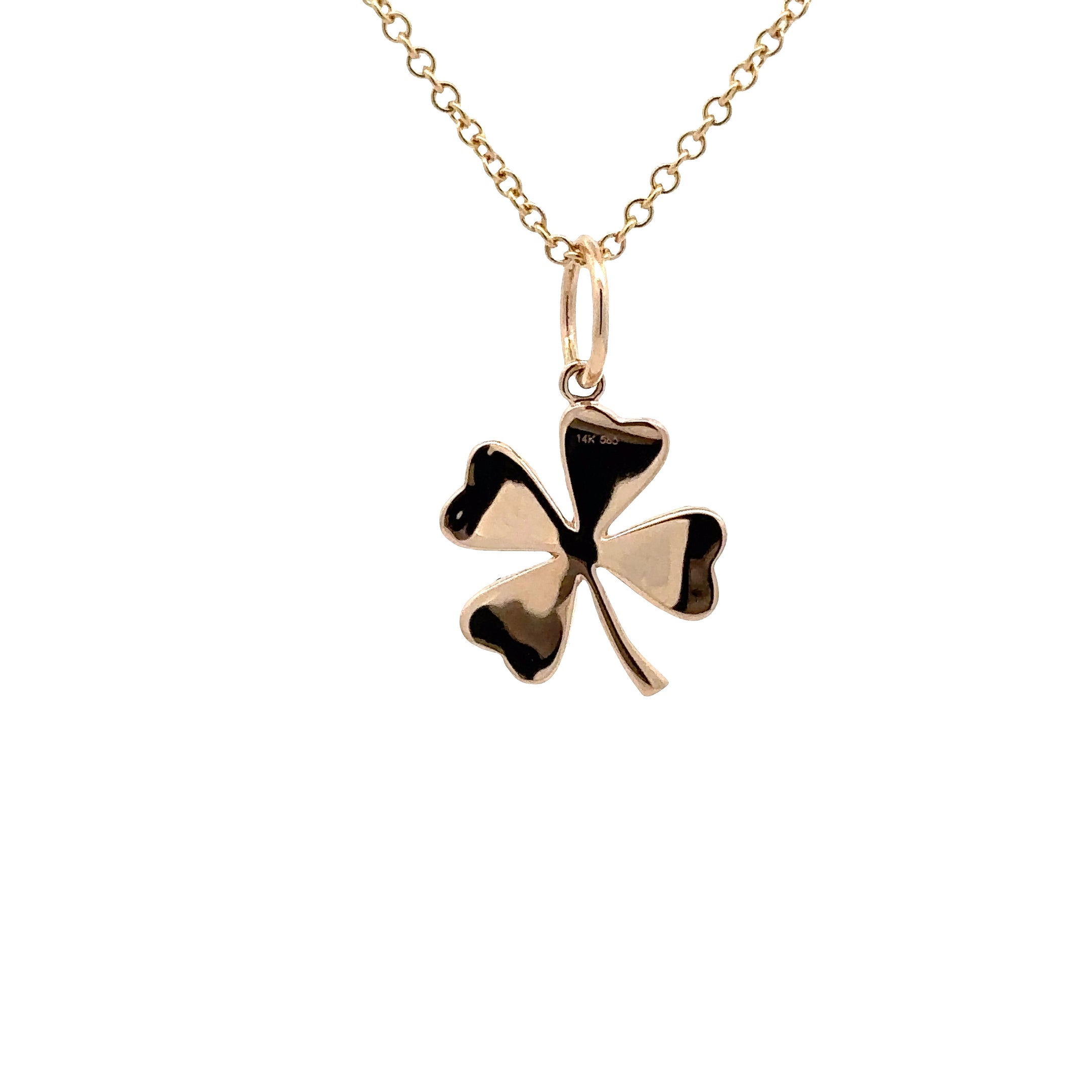 WD1918 14kt Gold 4 Leaf Clover with Pave Set Blue Sapphire