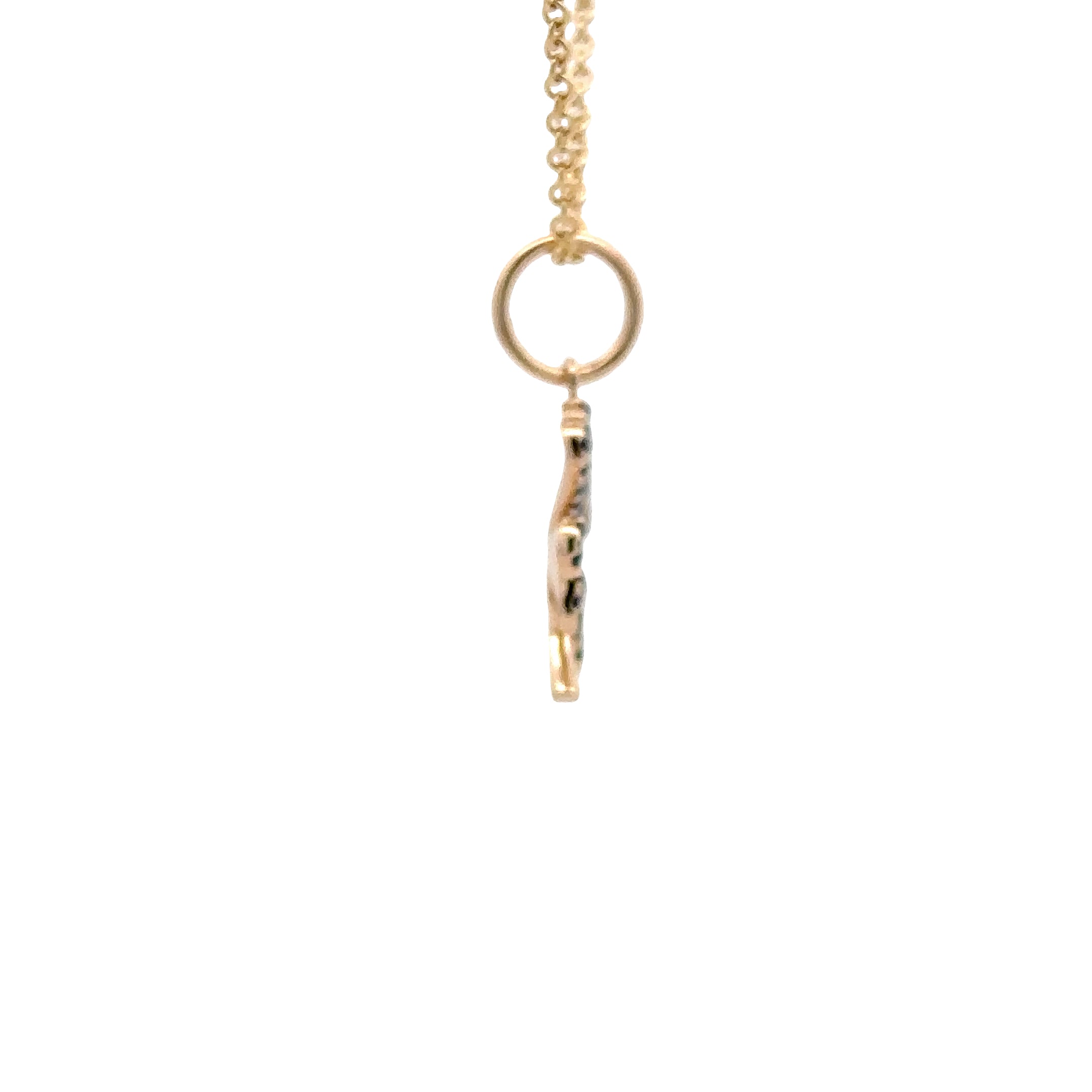 WD1918 14kt Gold 4 Leaf Clover with Pave Set Blue Sapphire