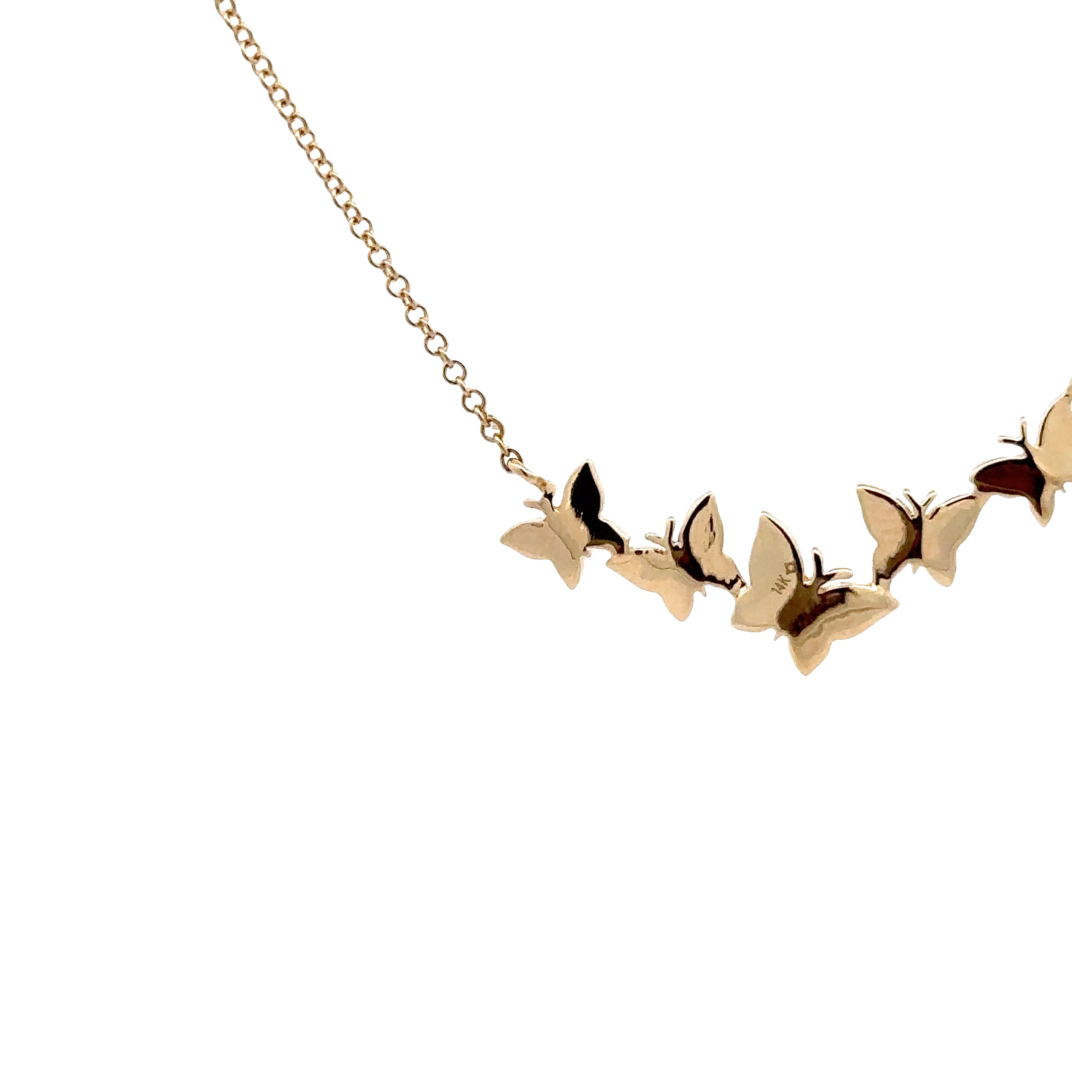 WD1919 14kt Yellow Gold and Diamond 5 Butterfly Necklace