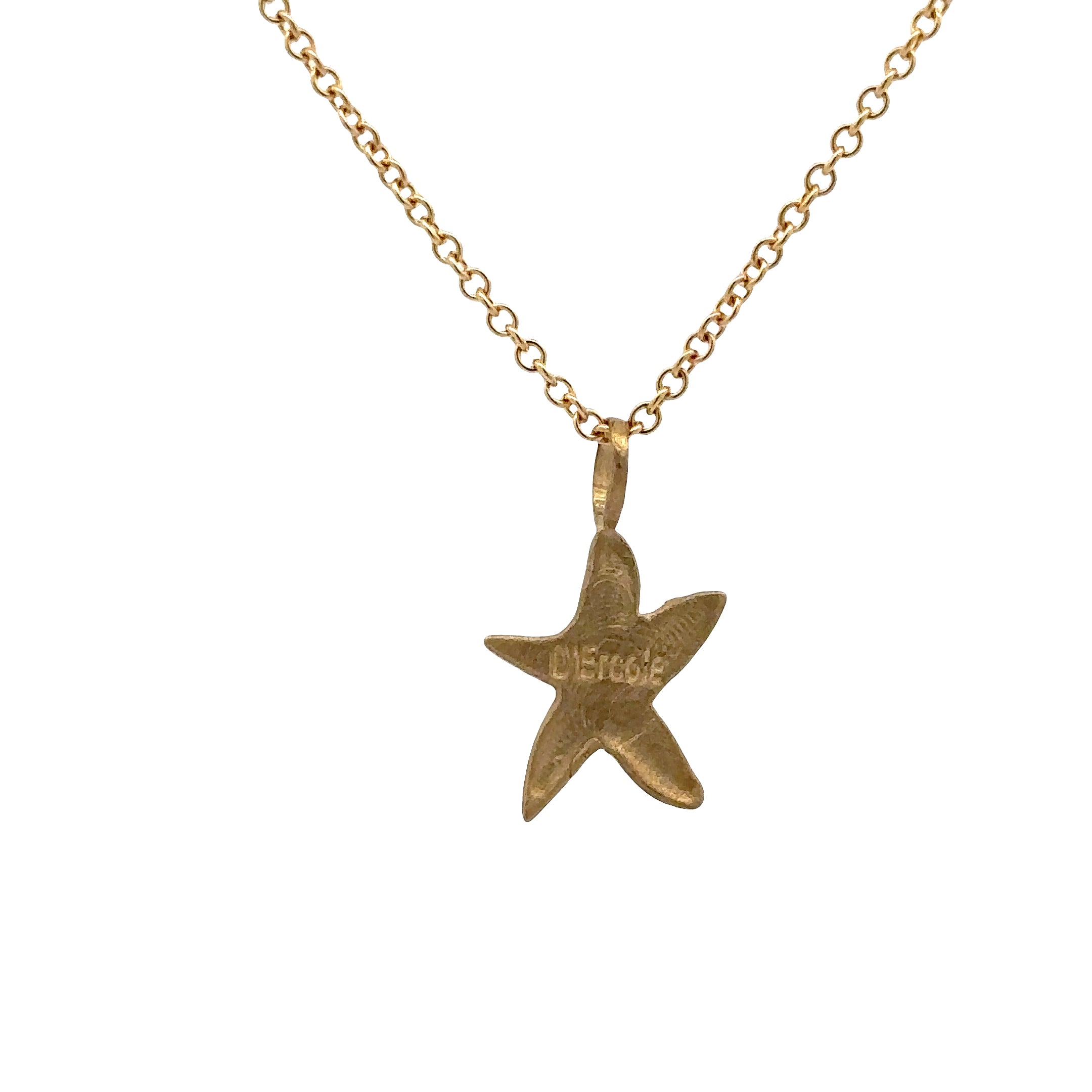 WD93 14kt Matte gold starfish with diamond center