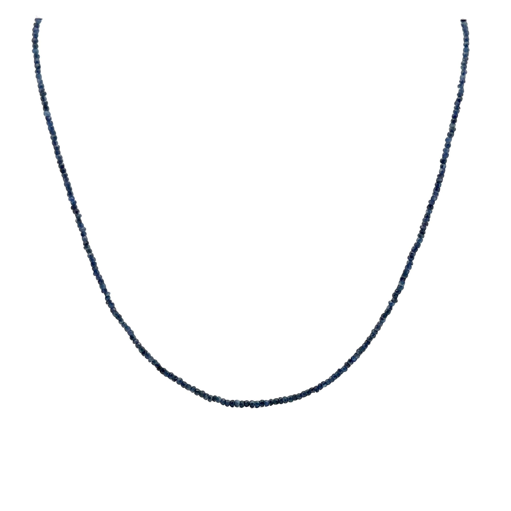 WD1923 Blue Sapphire Beaded Necklace — 14K Yellow Gold