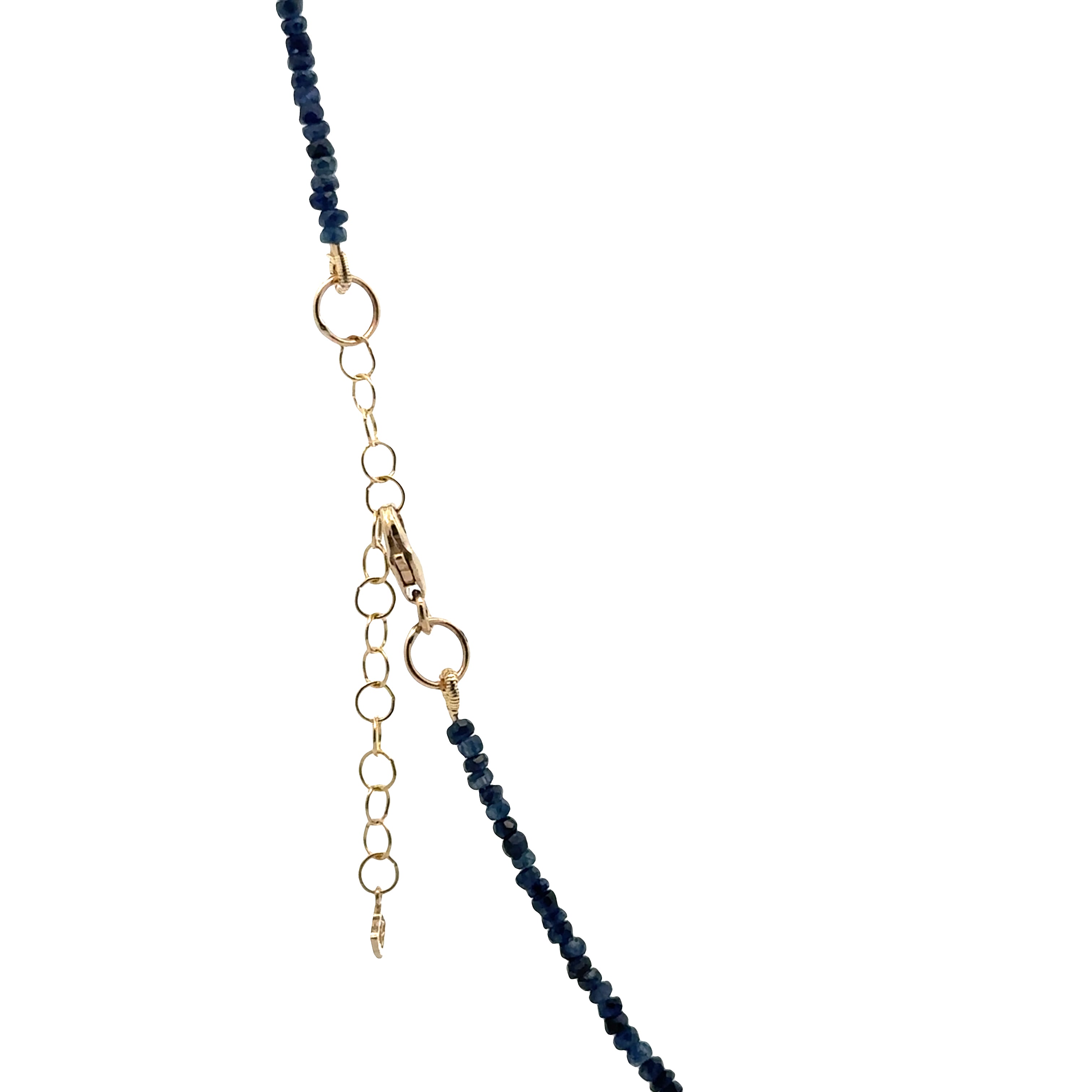WD1923 Blue Sapphire Beaded Necklace — 14K Yellow Gold