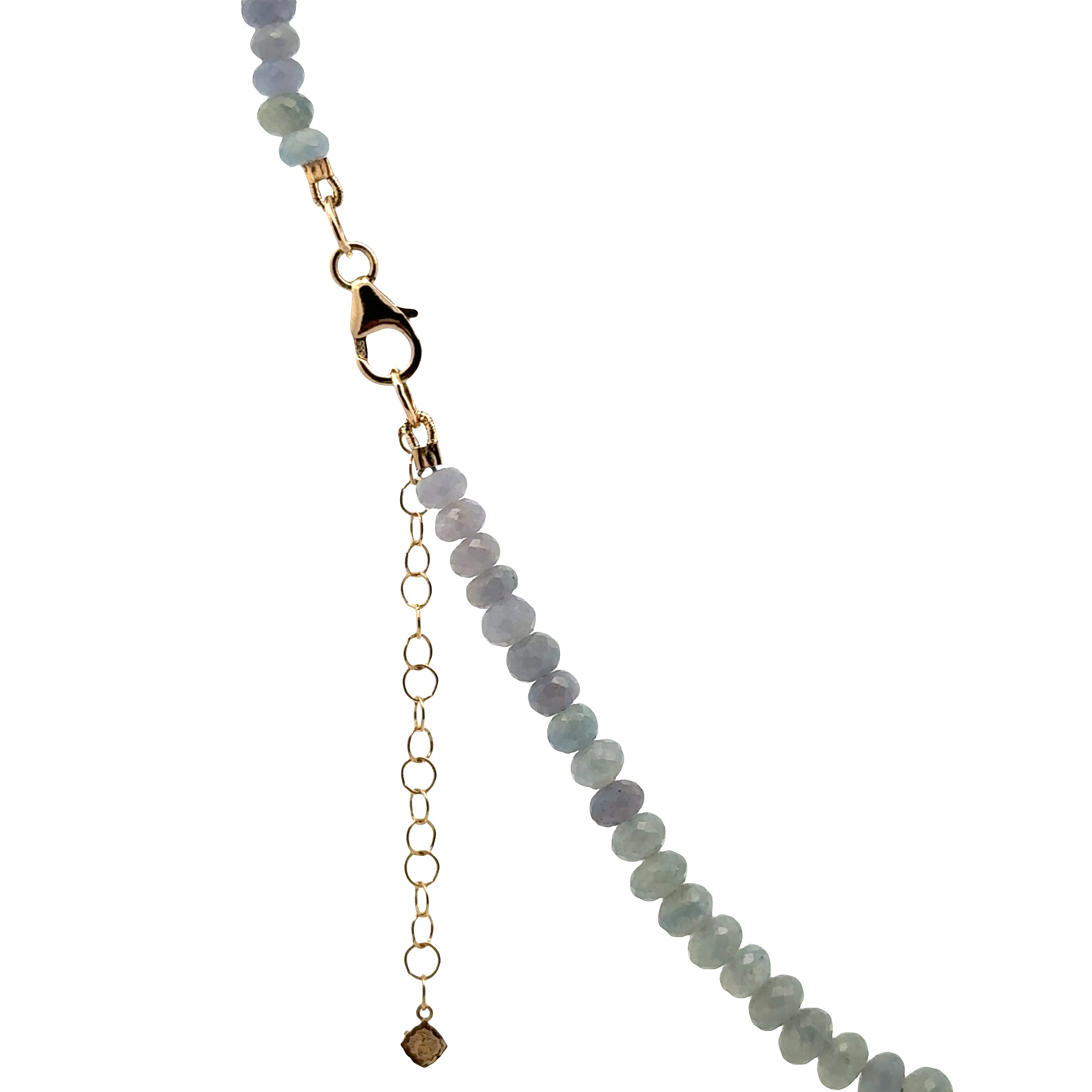 WD1942 Aquamarine Beaded Necklace — 14K Yellow Gold