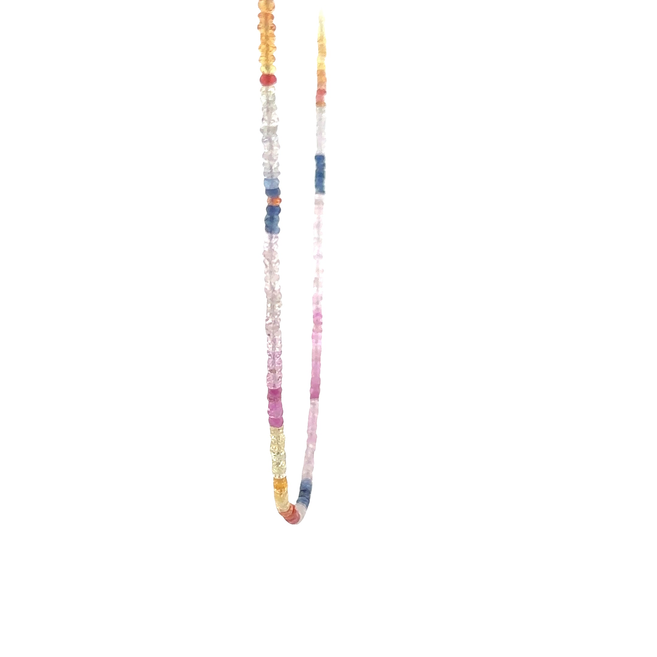 WD1941 Multi-Color Sapphire Beaded Necklace — 14K Yellow Gold