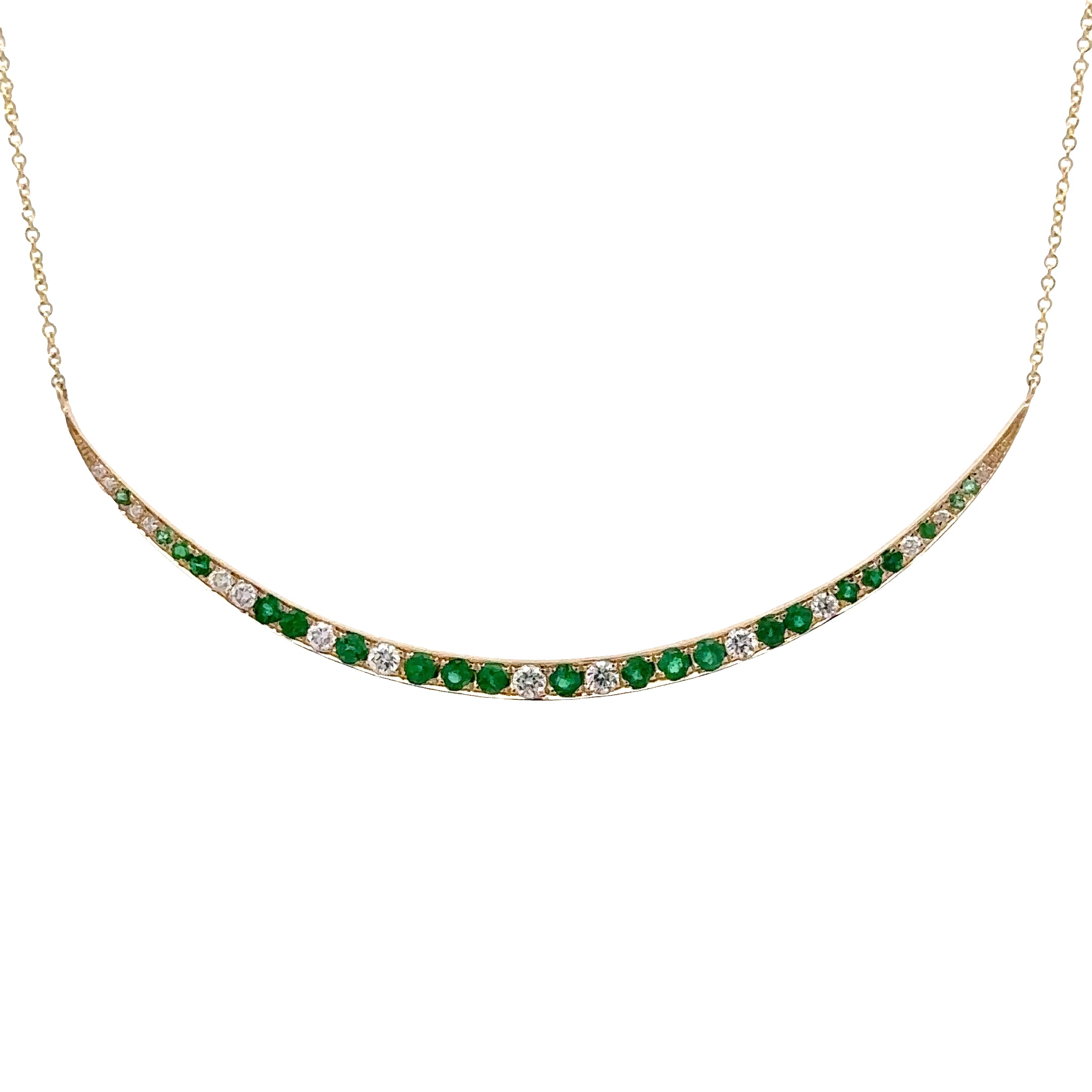 WD1802 14kt Gold Emerald and Diamond Crescent Pendant