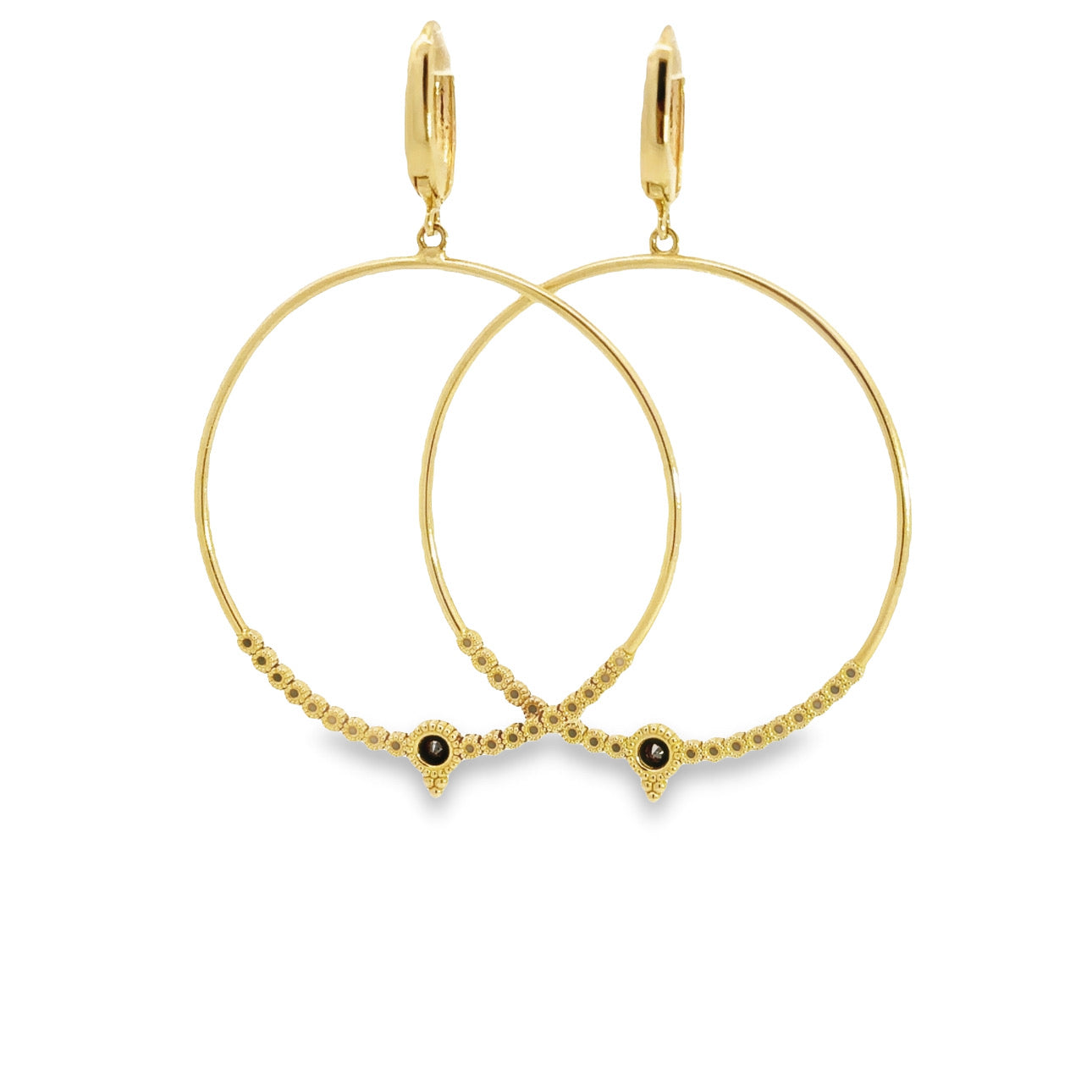 WD1065 14kt Loop with Bezeled Stones Earring