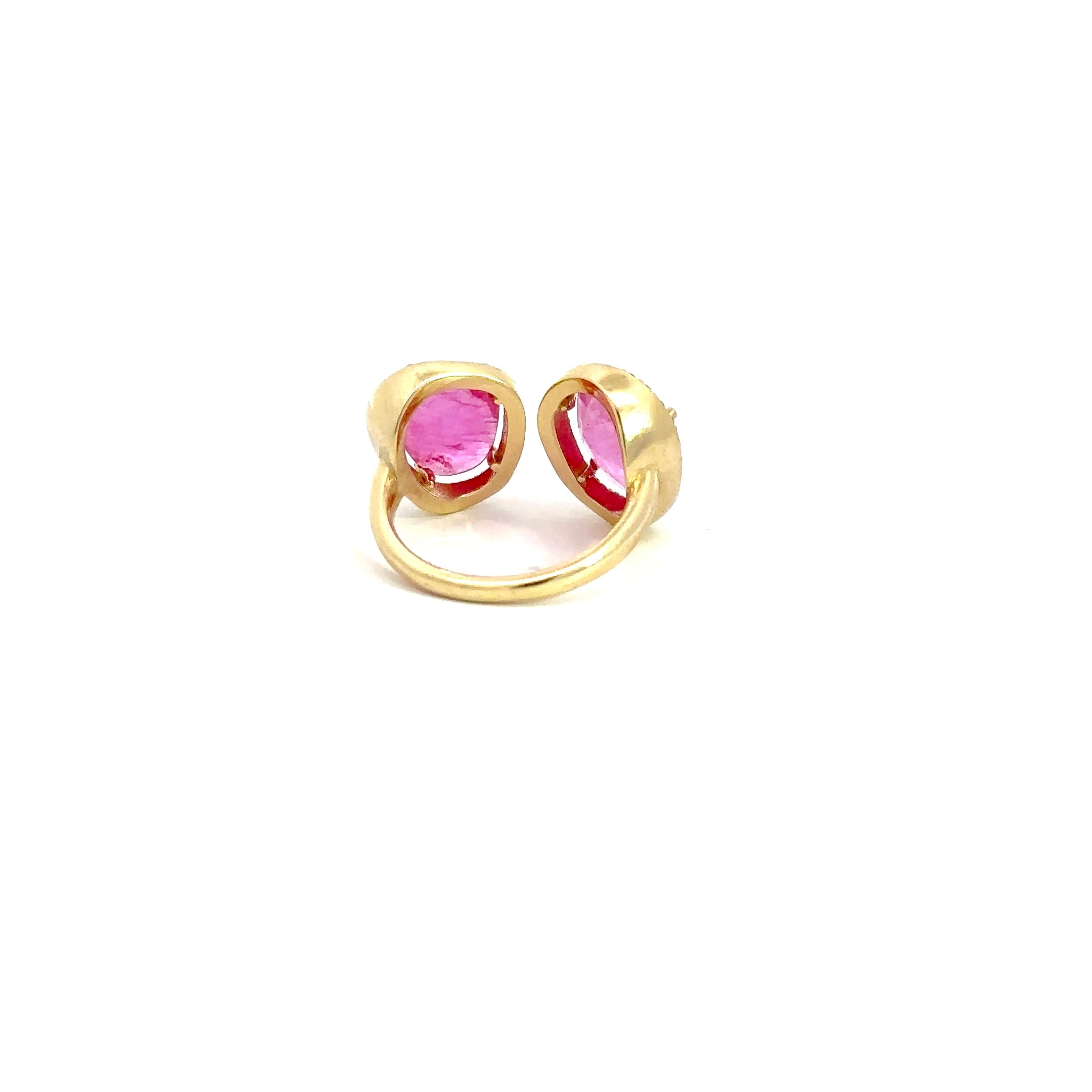 WD1224 Yellow Gold Rose Cut Pink Sapphire Diamond Halo Ring
