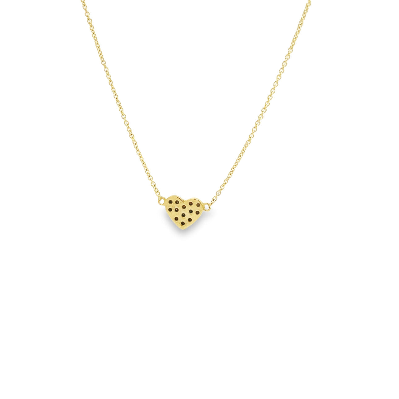 WD1230 14kt Yellow Gold Black Pave Diamond Heart Necklace