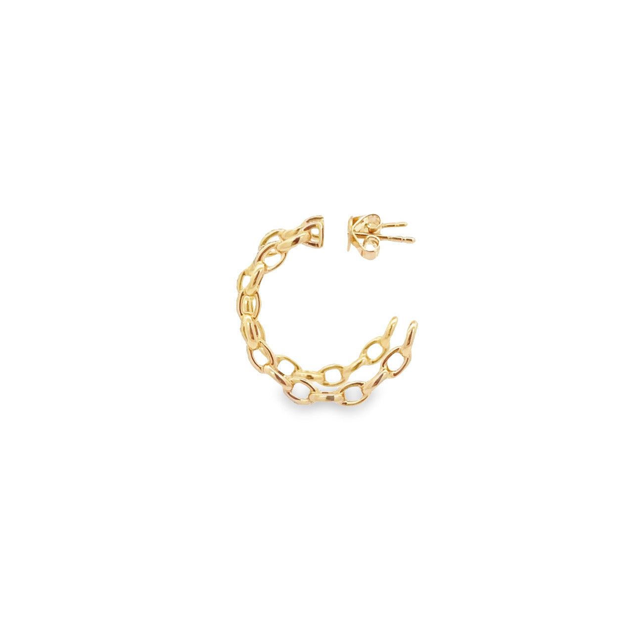 WD1237 14kt Gold Link Chain Hoop Earring with Diamond Detail