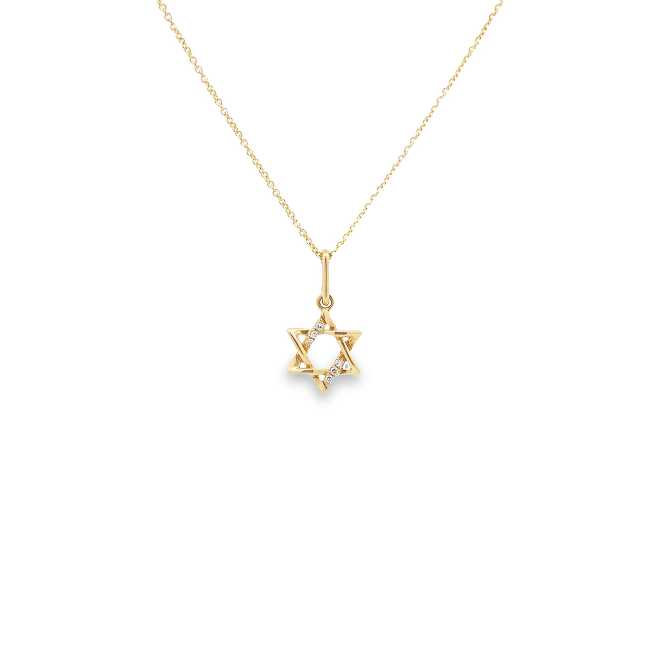 WD1244 14kt Gold and Diamond Star of David Pendant