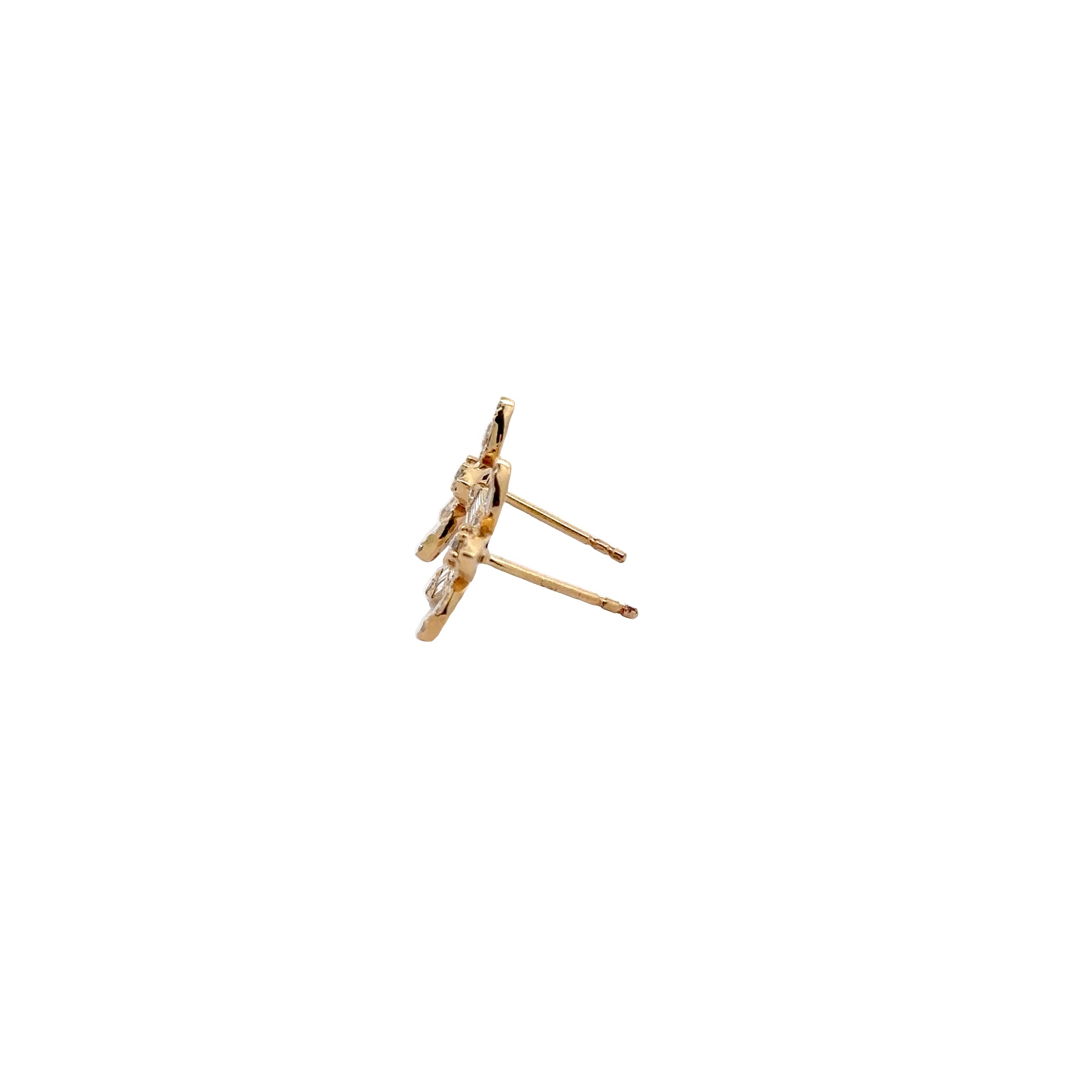 WD1298 14kt Gold 5 Petal Diamond Earrings