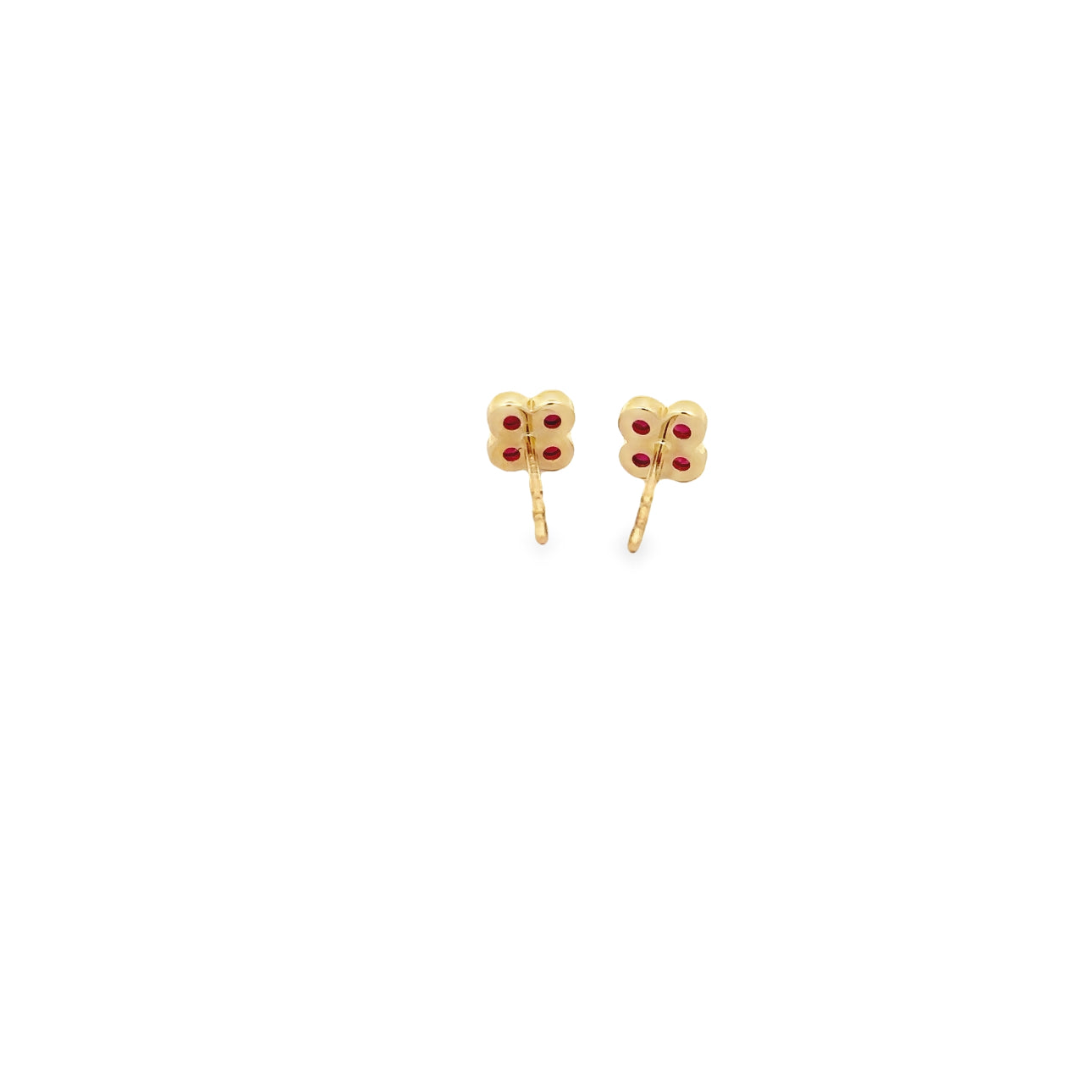 WD1297 14kt Gold Ruby Flower Stud Earrings