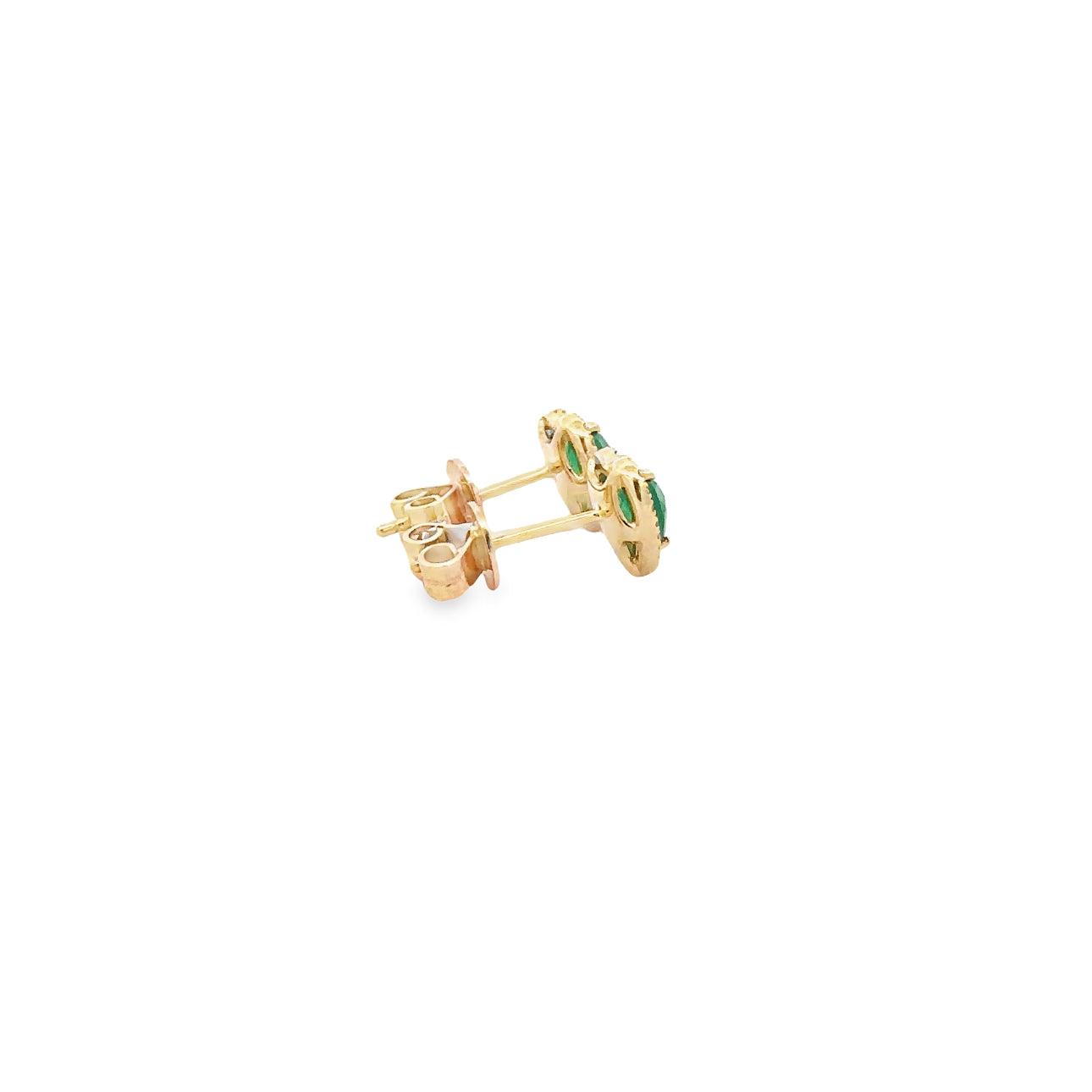 WD1317 14kt Gold Emerald Studs with Pave Diamond Halo