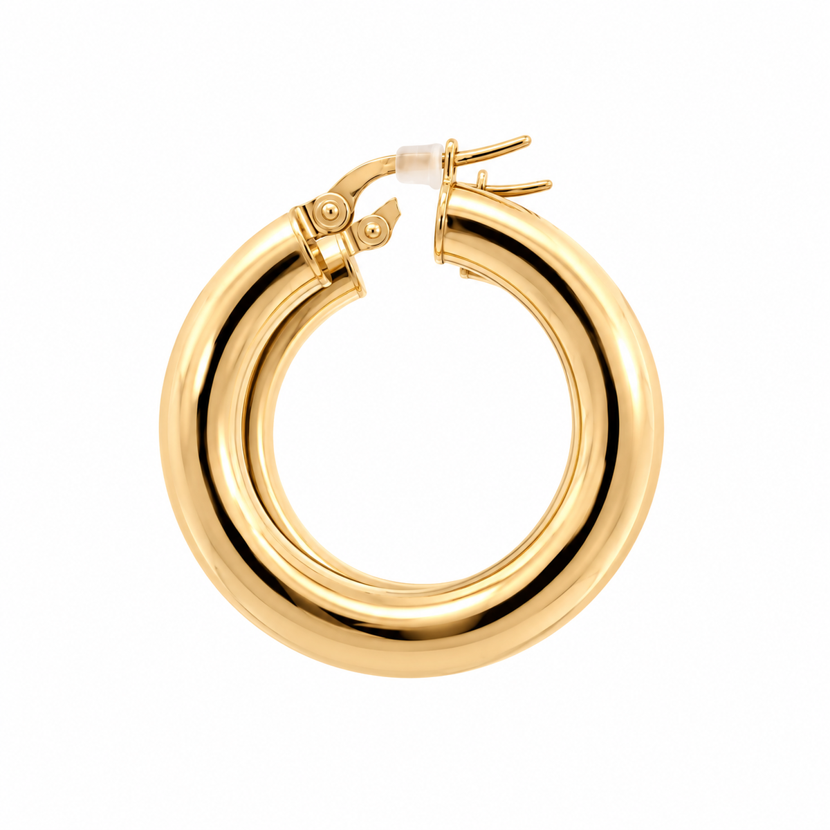 14kt yellow gold Italian hoop earrings by Annmarie D'Ercole, alternate view