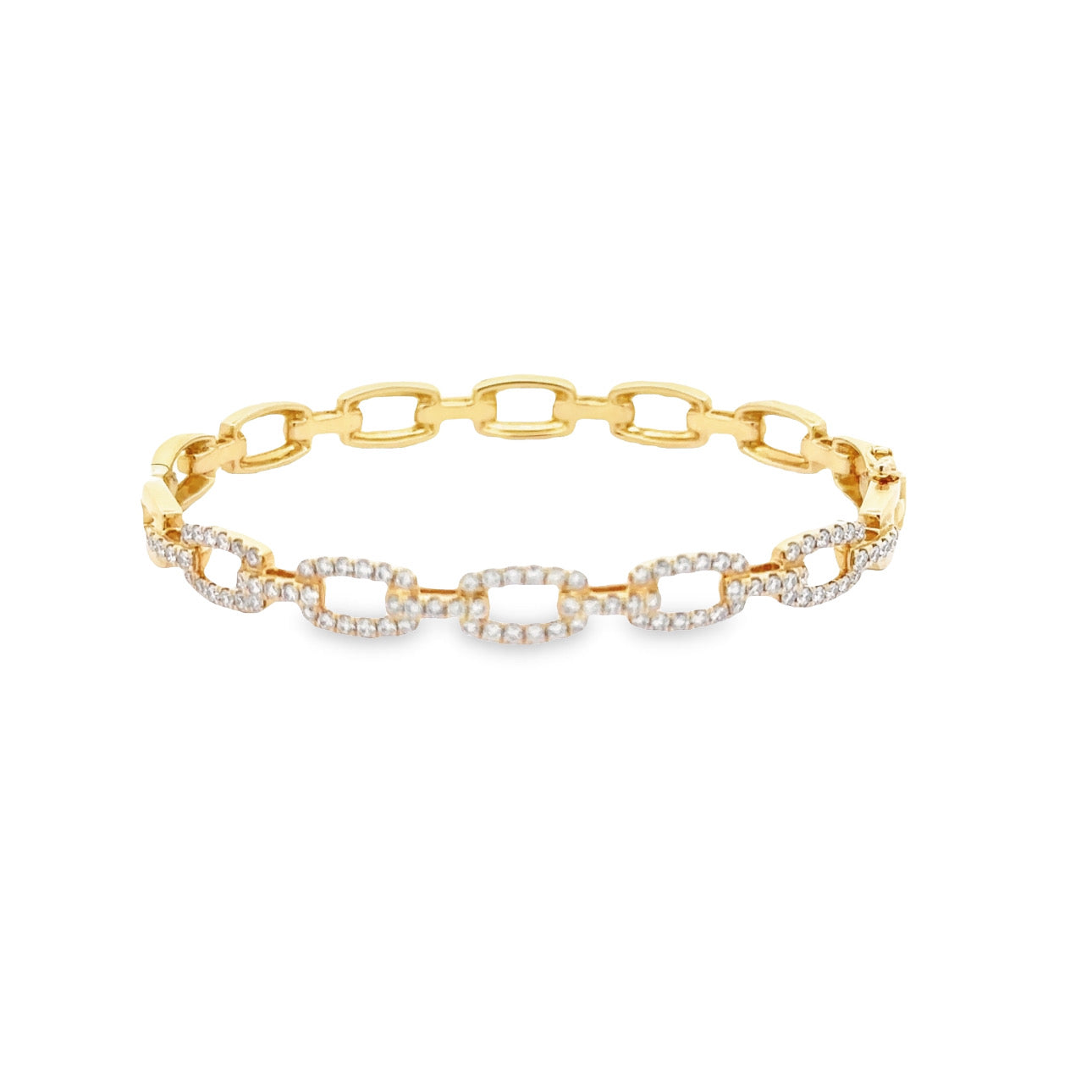 WD1256 Paper Link Open Cuff Bangle with Diamond Detail